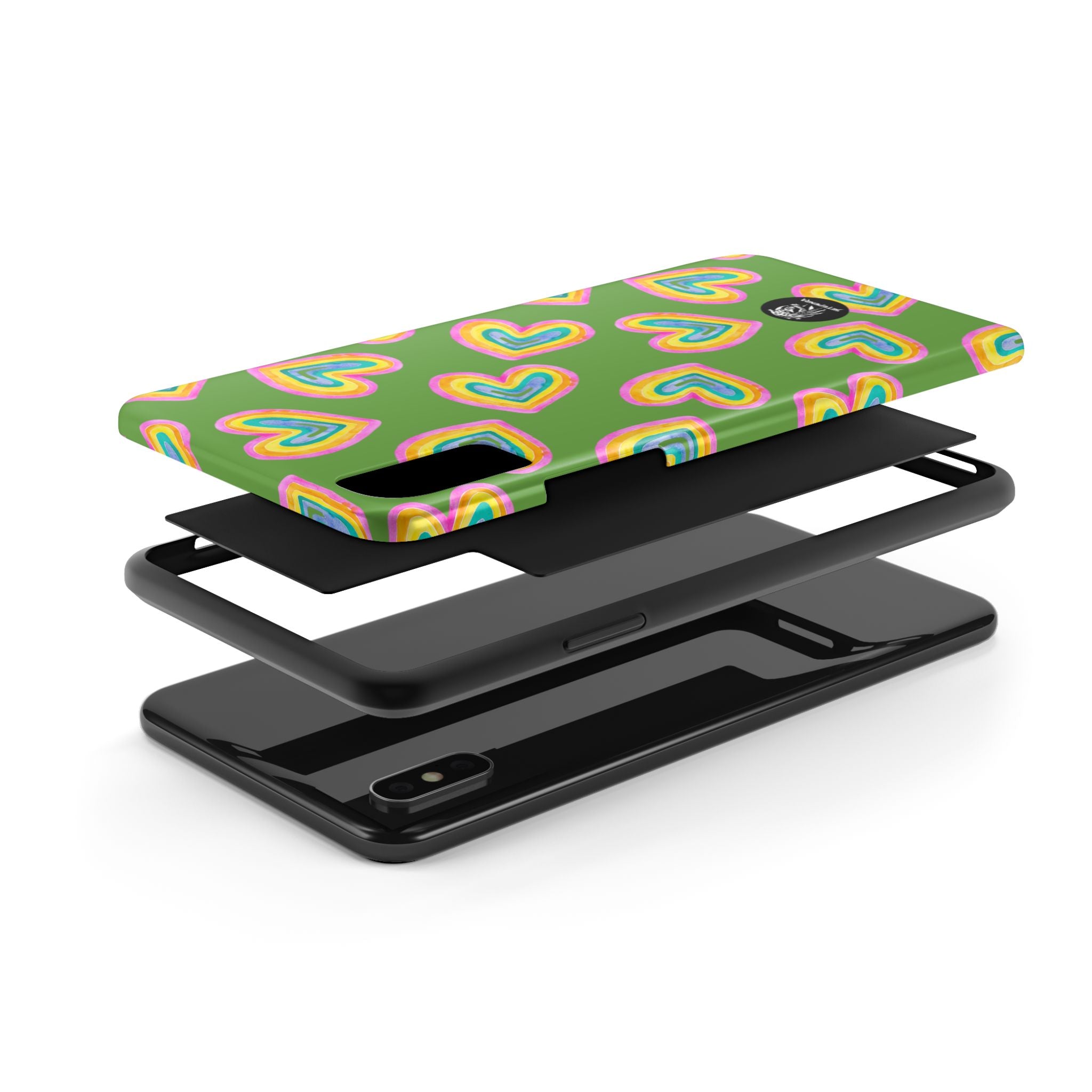 Rainbow Heart Tough Phone Case (For iPhone, Galaxy & More) - Green