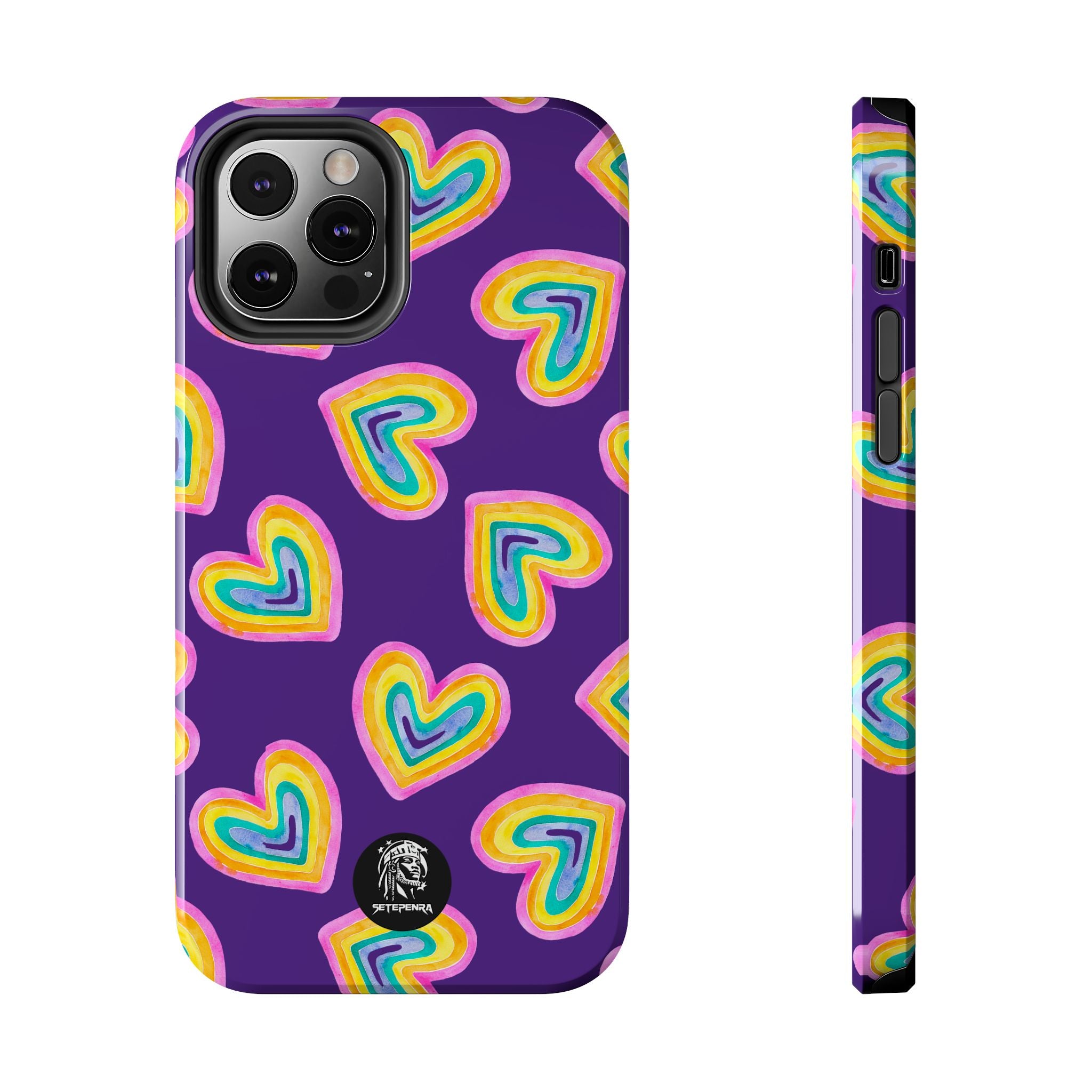 Rainbow Heart Tough Phone Case (For iPhone, Galaxy & More) - Purple SETEPENRA Phone Case.