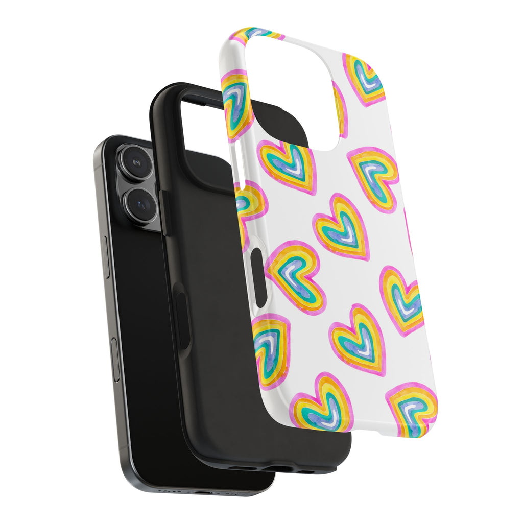 Rainbow Heart Tough Phone Case — Durable Cute Protective Phone Cover