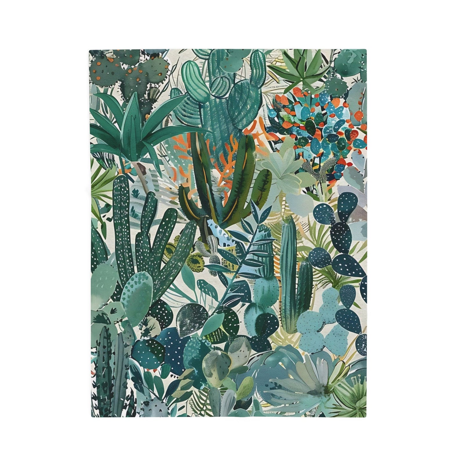 De Cacti Velveteen Plush Blanket SETEPENRA All Over Prints.