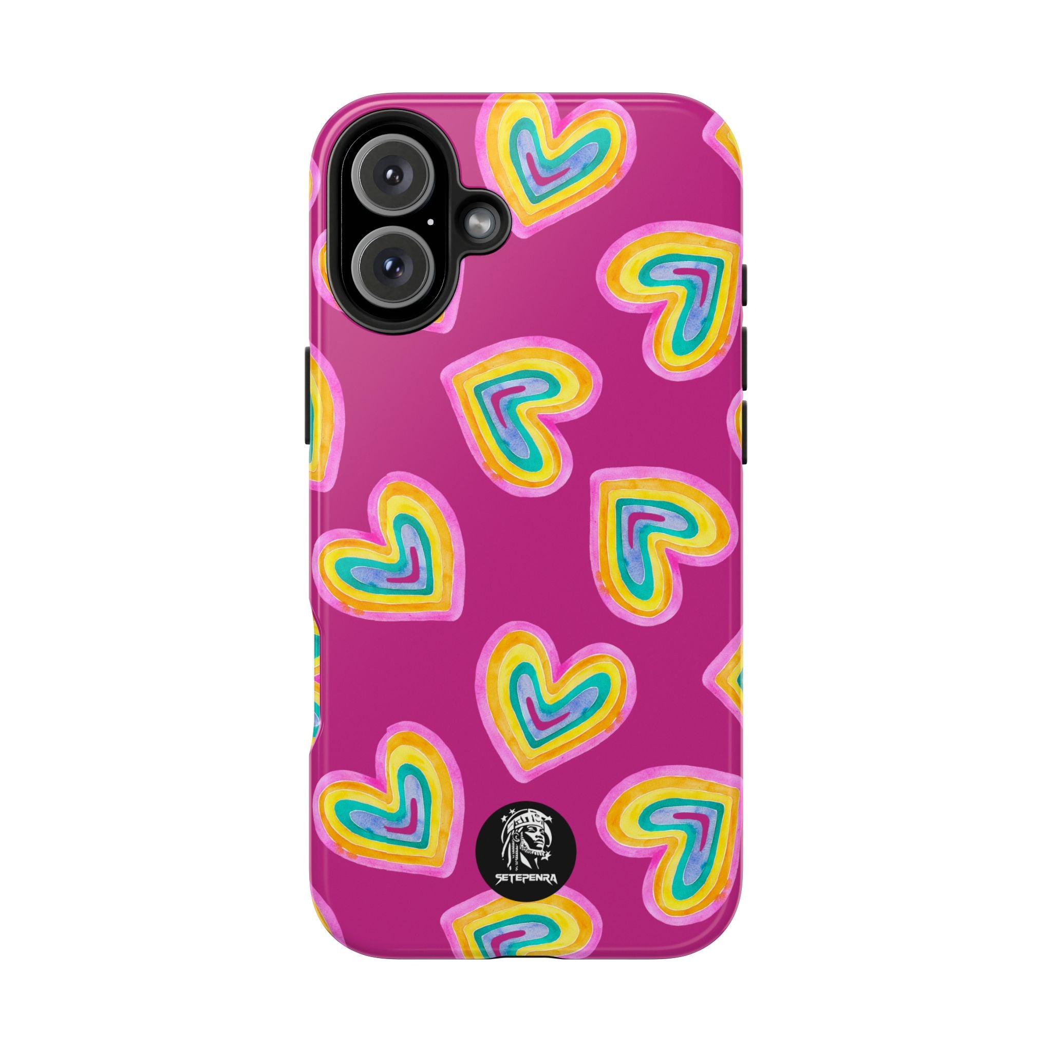 Rainbow Heart Tough Phone Case (For iPhone, Galaxy & More) - Pink