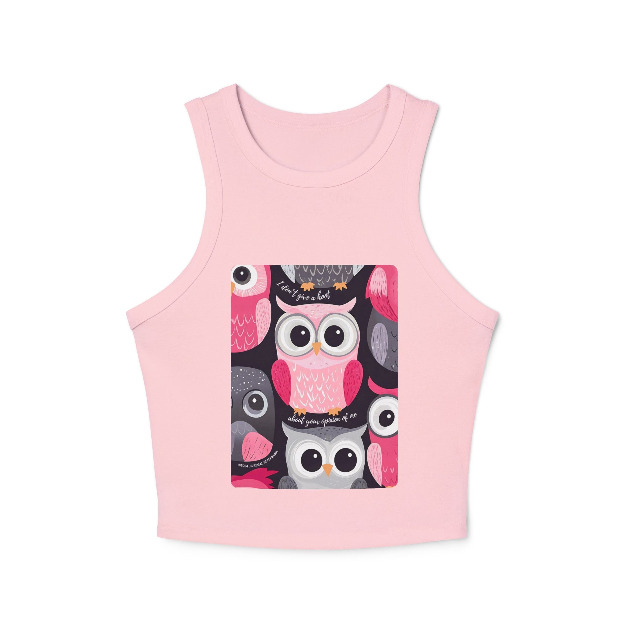 Don't Give A Hoot Women's Micro Rib Racer Tank Top SETEPENRA Tank Top.