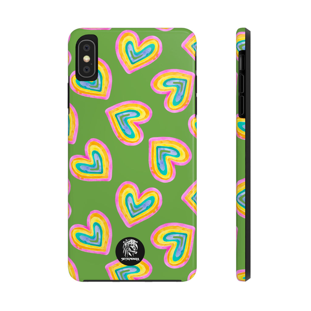 Rainbow Heart Tough Phone Case (For iPhone, Galaxy & More) - Green