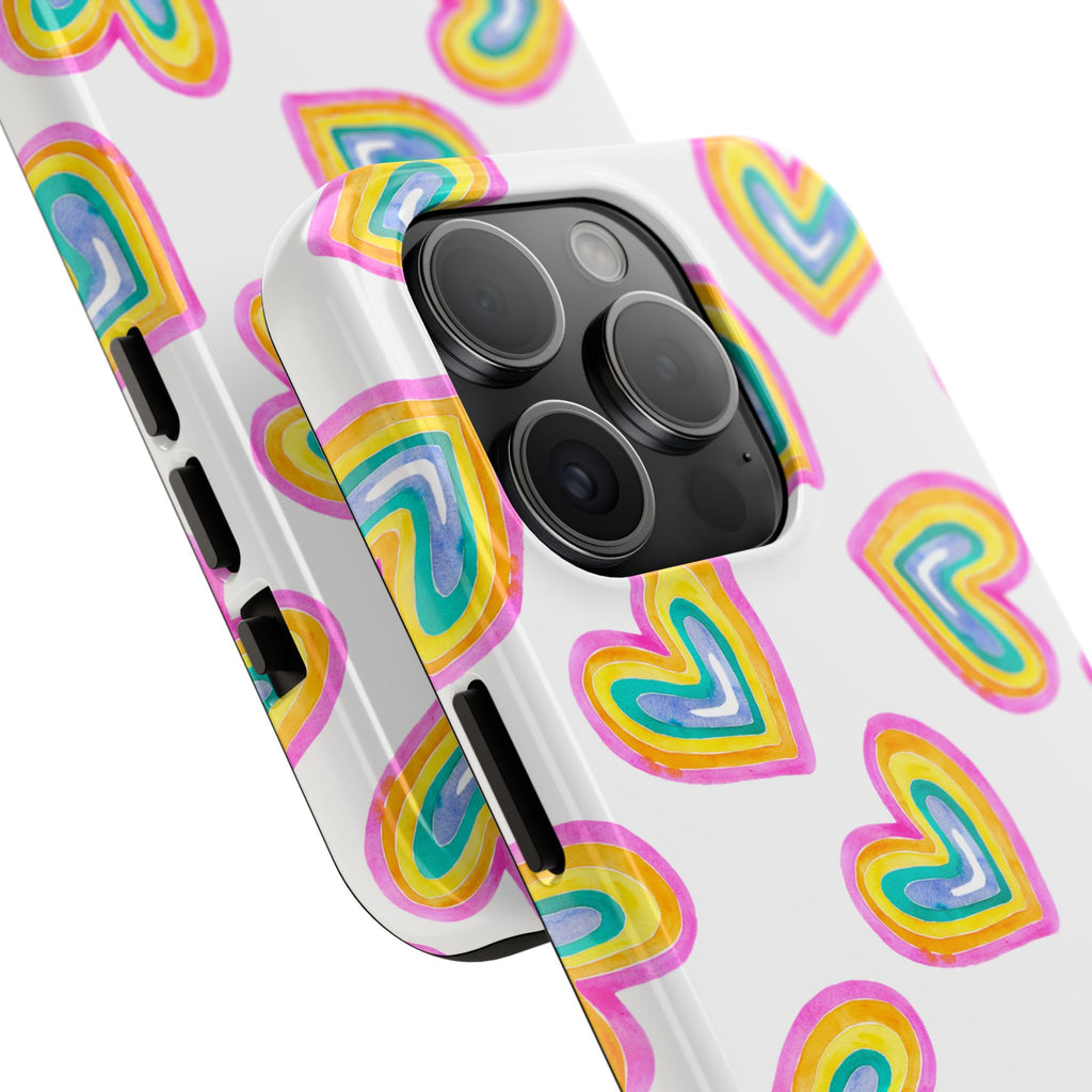 Rainbow Heart Tough Phone Case — Durable Cute Protective Phone Cover