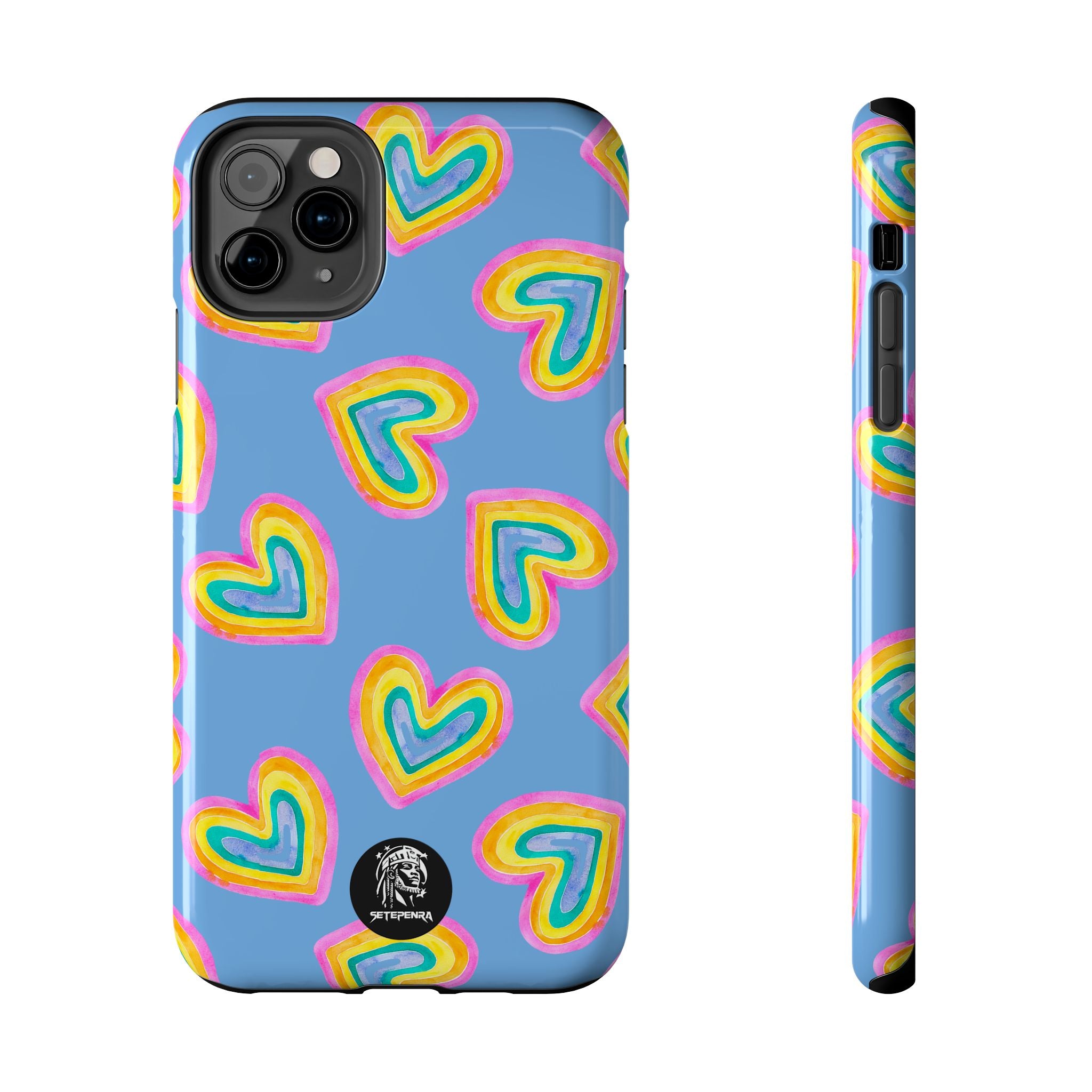 Rainbow Heart Tough Phone Case (For iPhone, Galaxy & More) - Light Blue SETEPENRA Phone Case.
