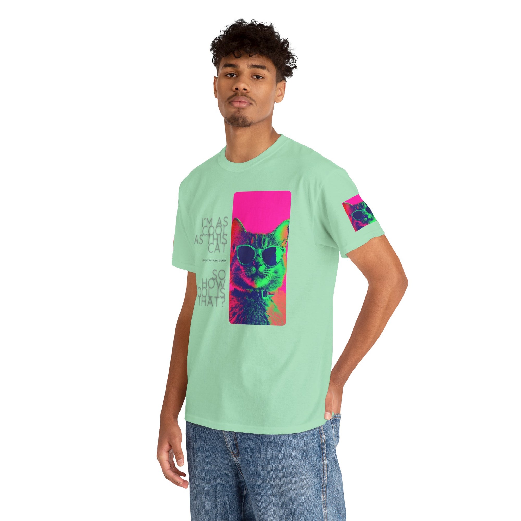 Cool Cat (Whiskers 1) Unisex Heavy Cotton Tee SETEPENRA T-Shirt.
