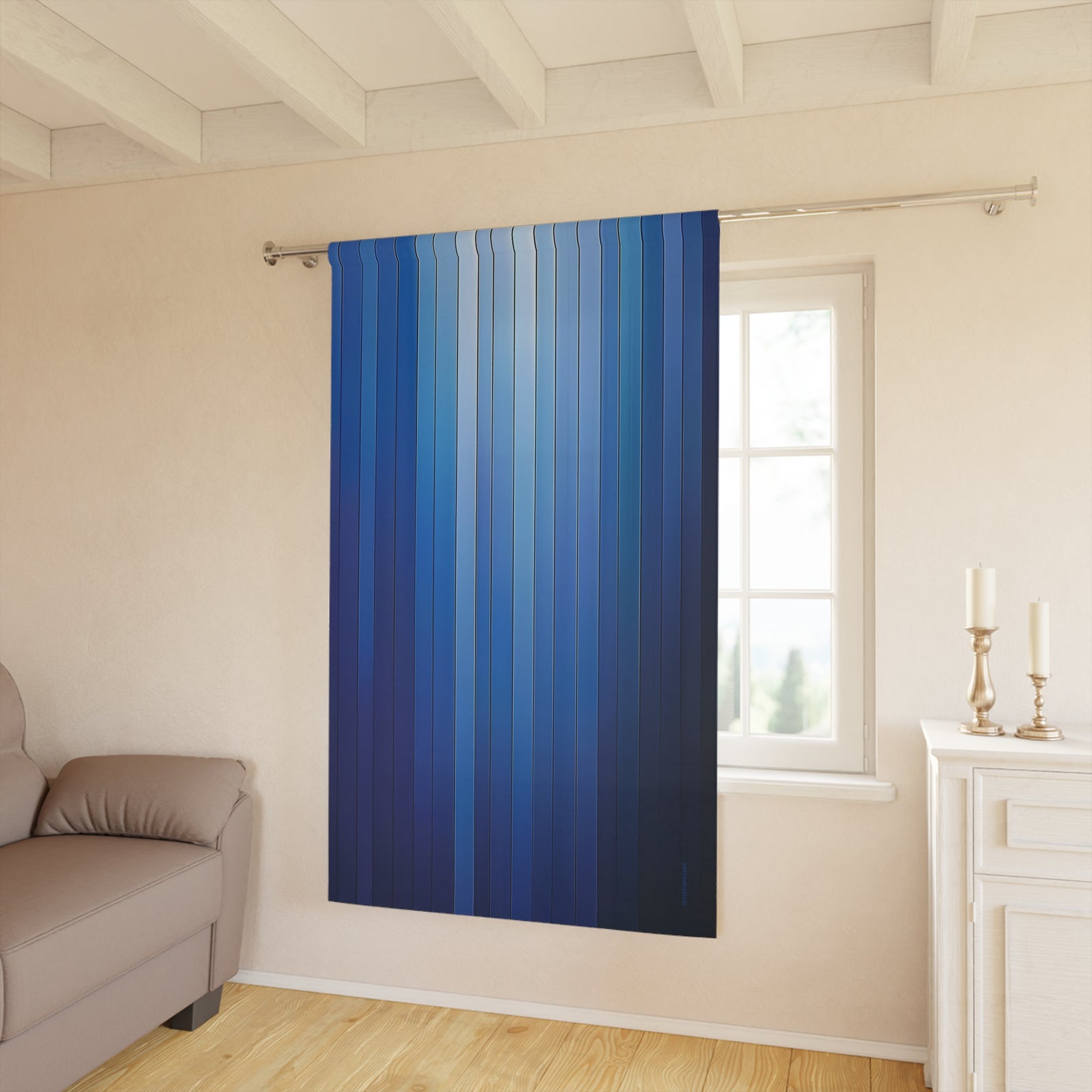 Blue Straights Window Curtains (1 Piece) SETEPENRA Home Decor.