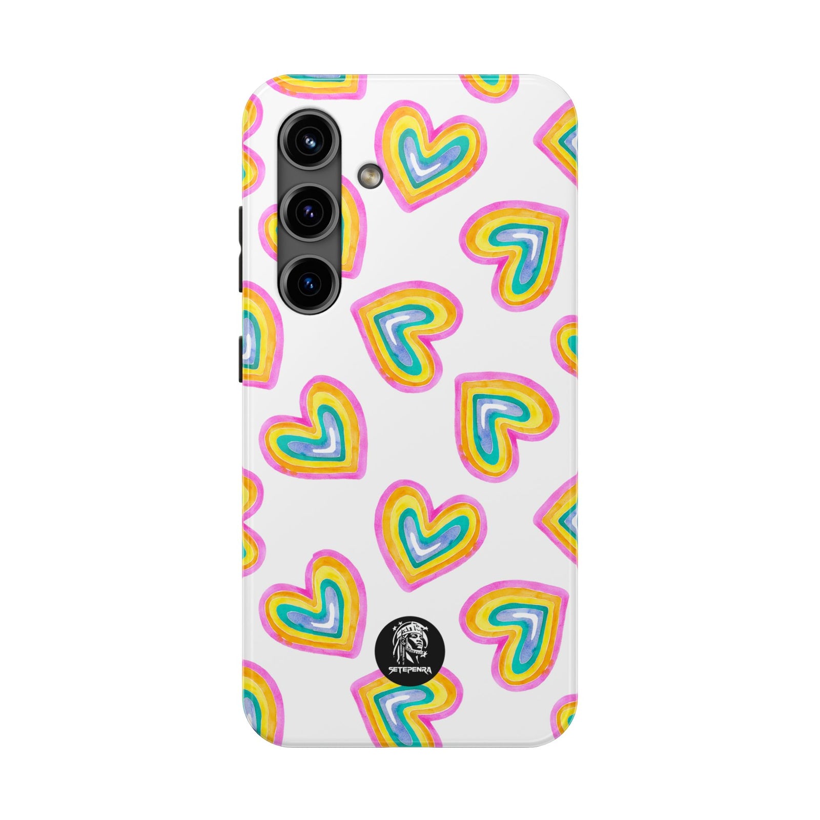 Rainbow Heart Tough Phone Case (For iPhone, Galaxy & More) - White SETEPENRA Phone Case.