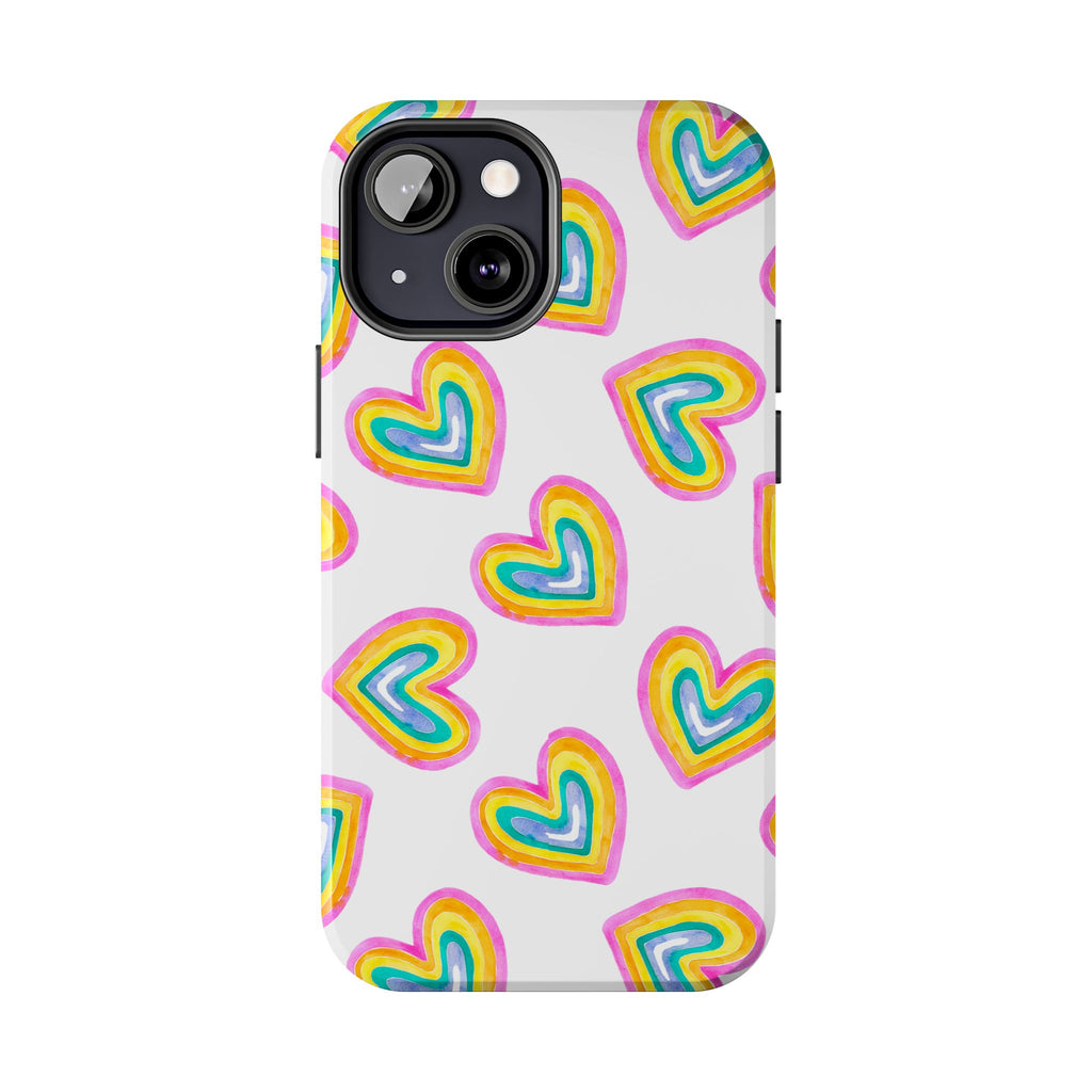 Rainbow Heart Tough Phone Case — Durable Cute Protective Phone Cover