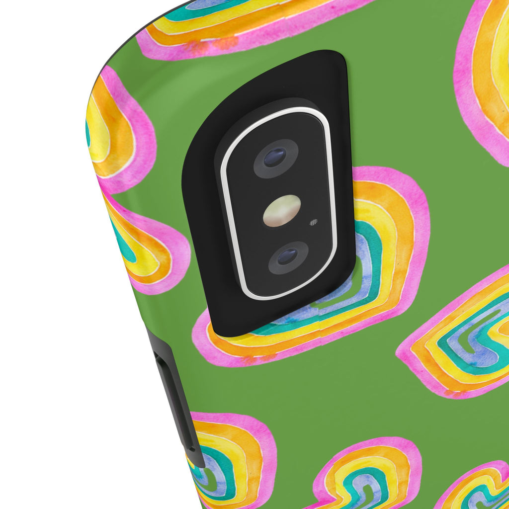Rainbow Heart Tough Phone Case (For iPhone, Galaxy & More) - Green