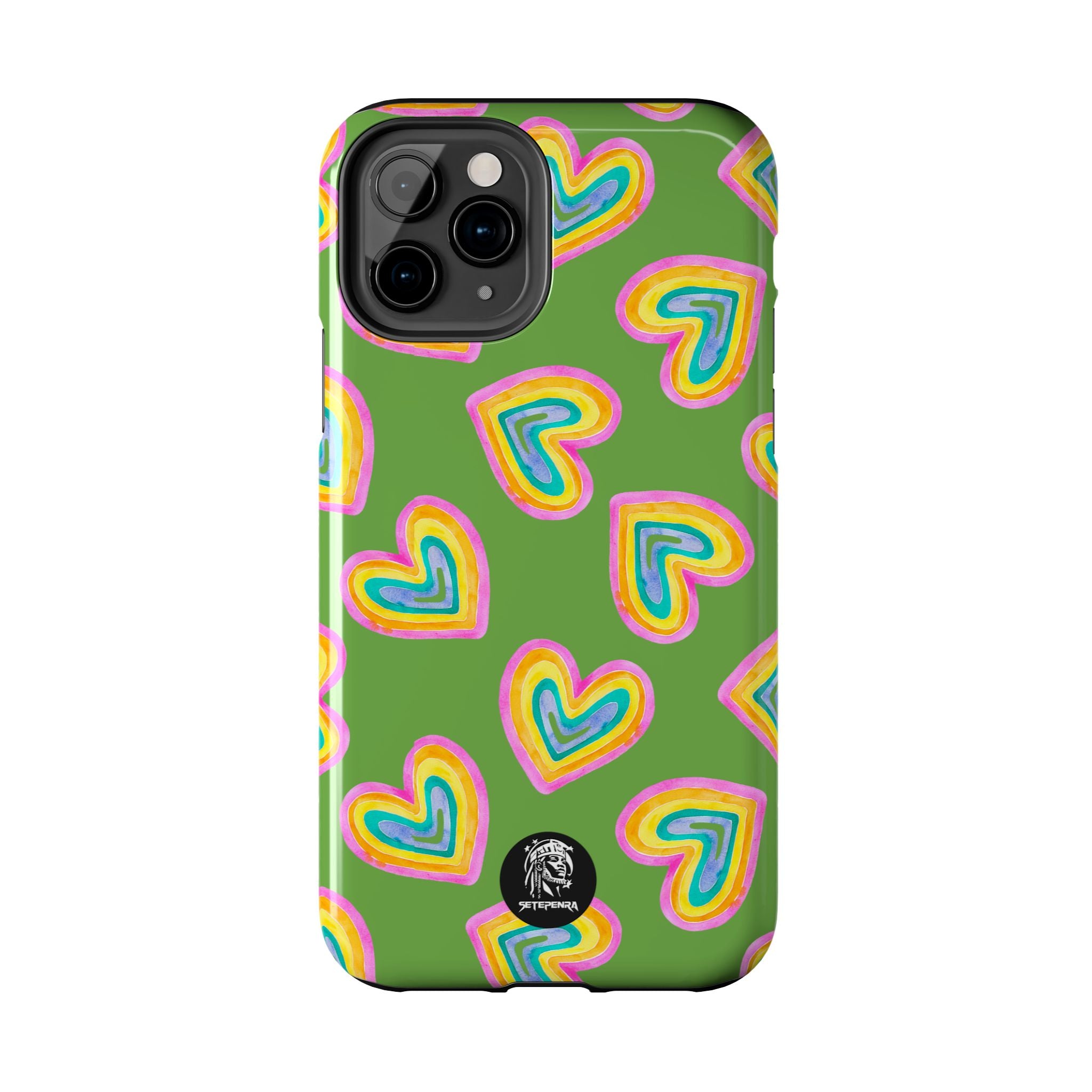 Rainbow Heart Tough Phone Case (For iPhone, Galaxy & More) - Green