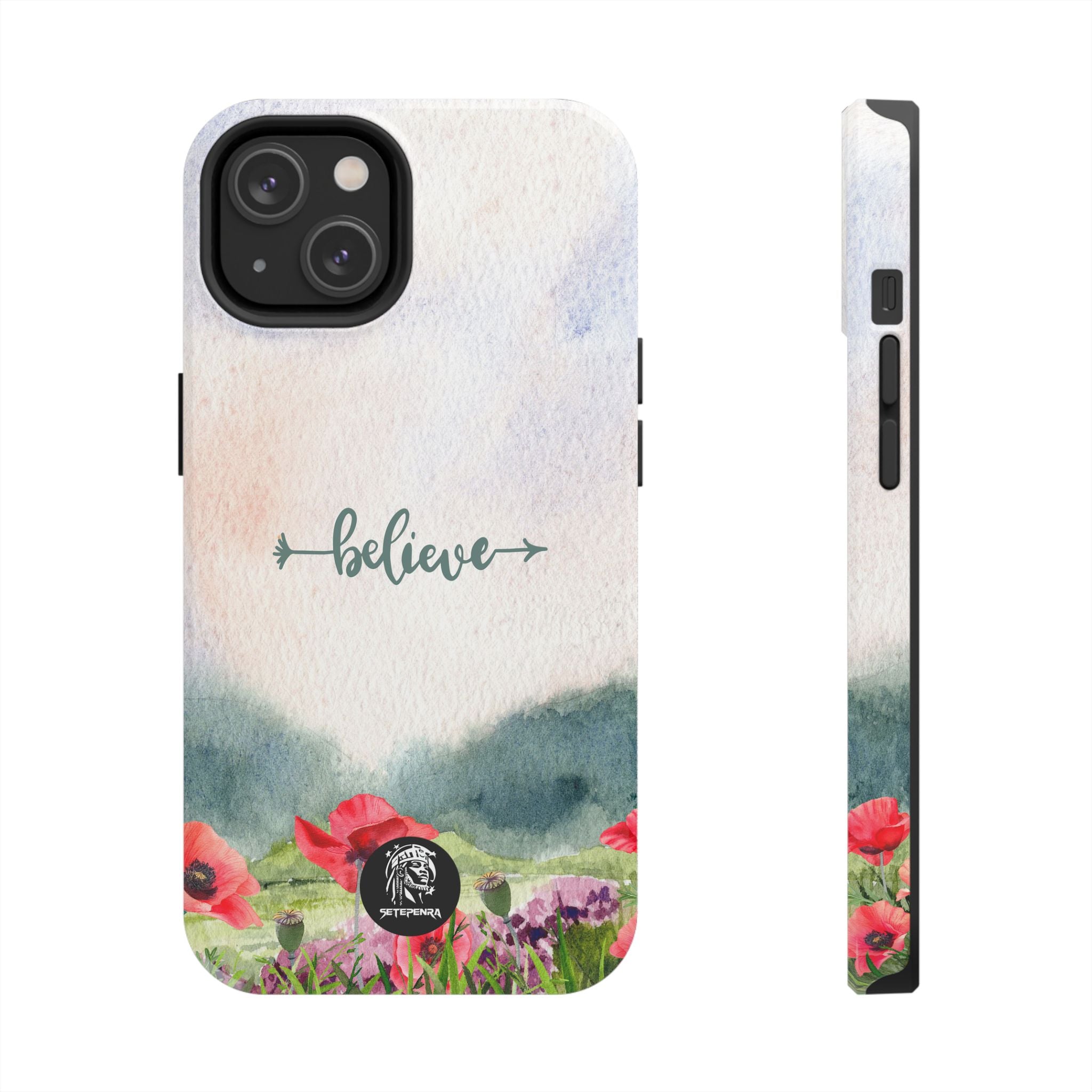 Believe Tough Phone Case (For iPhone, Galaxy & More) - Watercolor Flower SETEPENRA Phone Case.