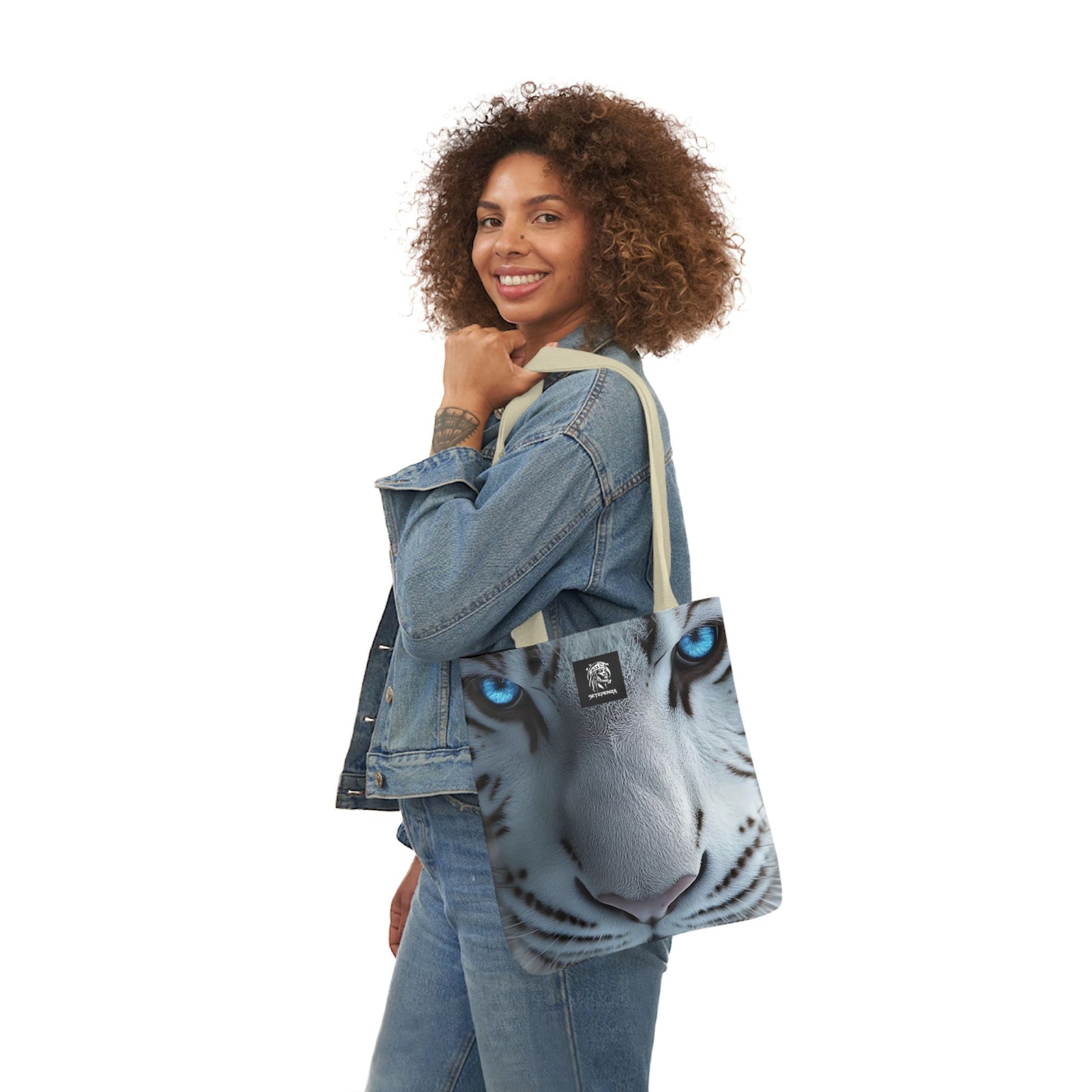 Primal Power Canvas Tote Bag, 5-Color Straps - White Tiger (2nd Edition) SETEPENRA Accessories.