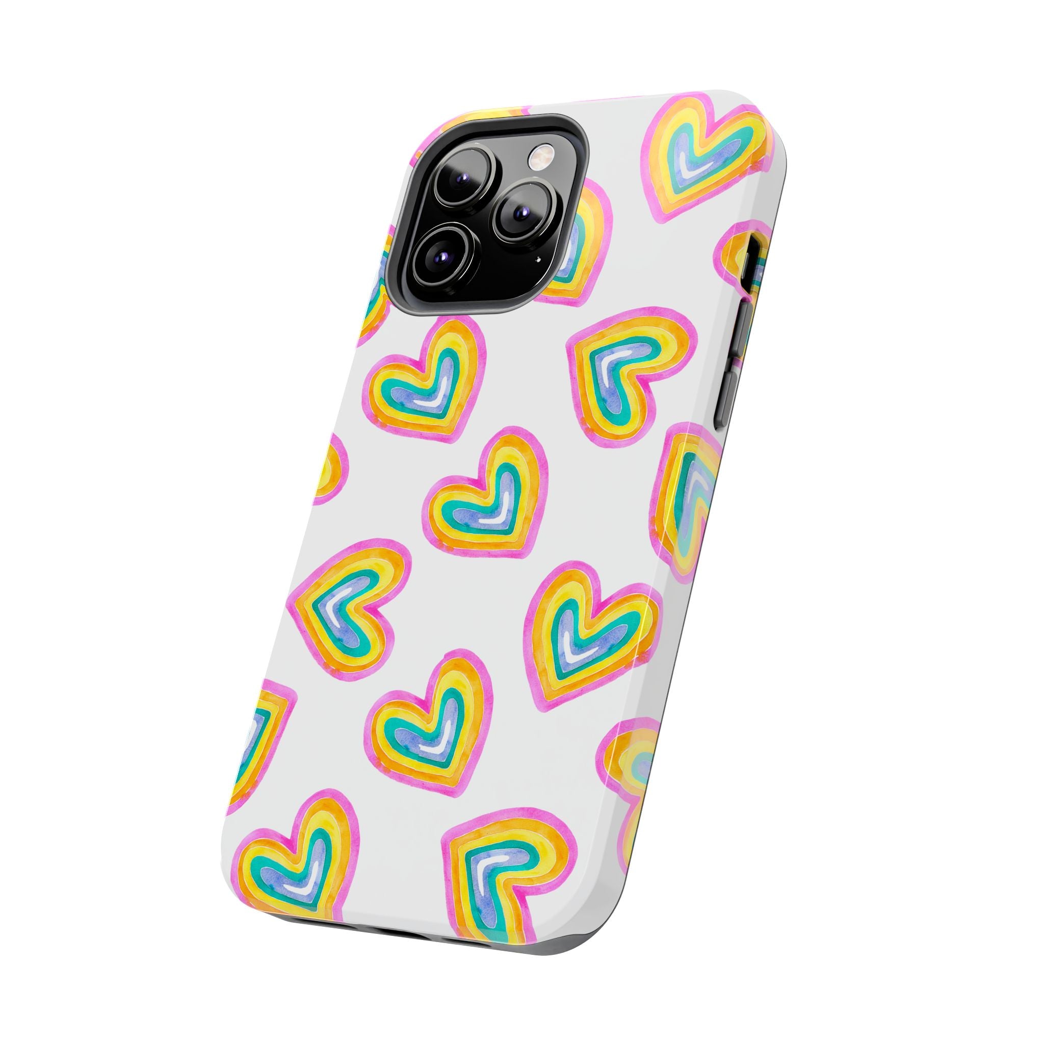 Rainbow Heart Tough Phone Case — Durable Cute Protective Phone Cover