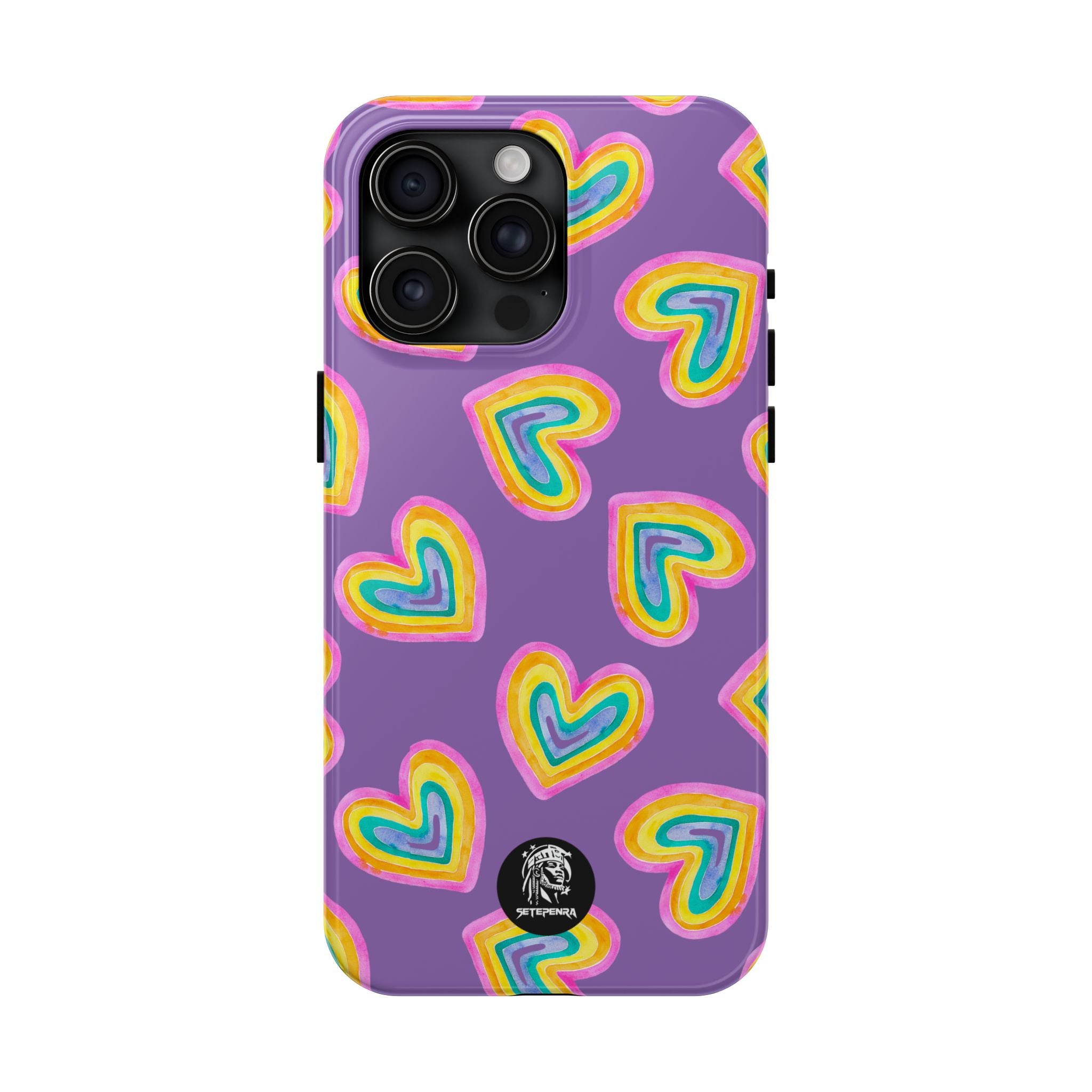 Rainbow Heart Tough Phone Case (For iPhone, Galaxy & More) - Light Purple