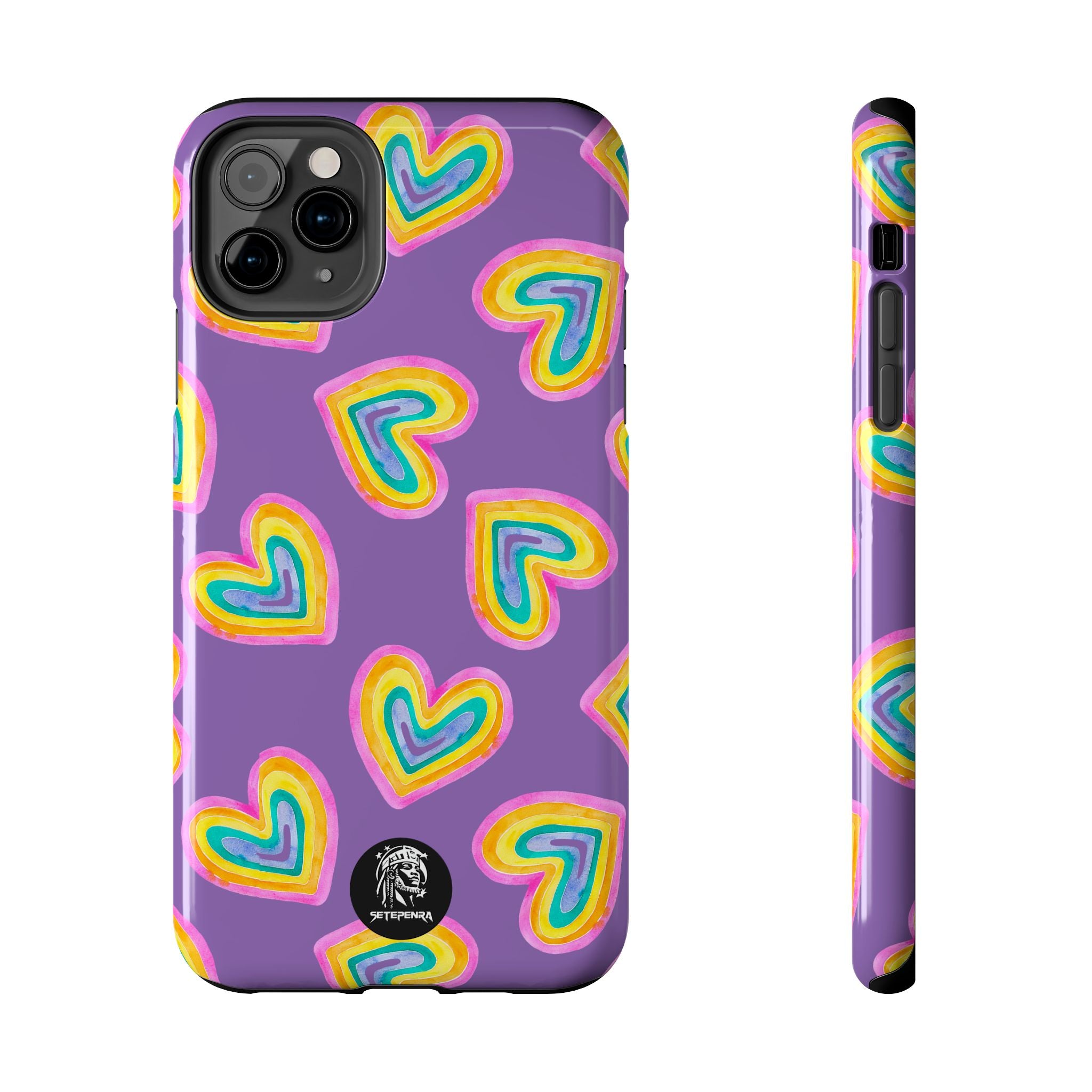 Rainbow Heart Tough Phone Case (For iPhone, Galaxy & More) - Light Purple SETEPENRA Phone Case.