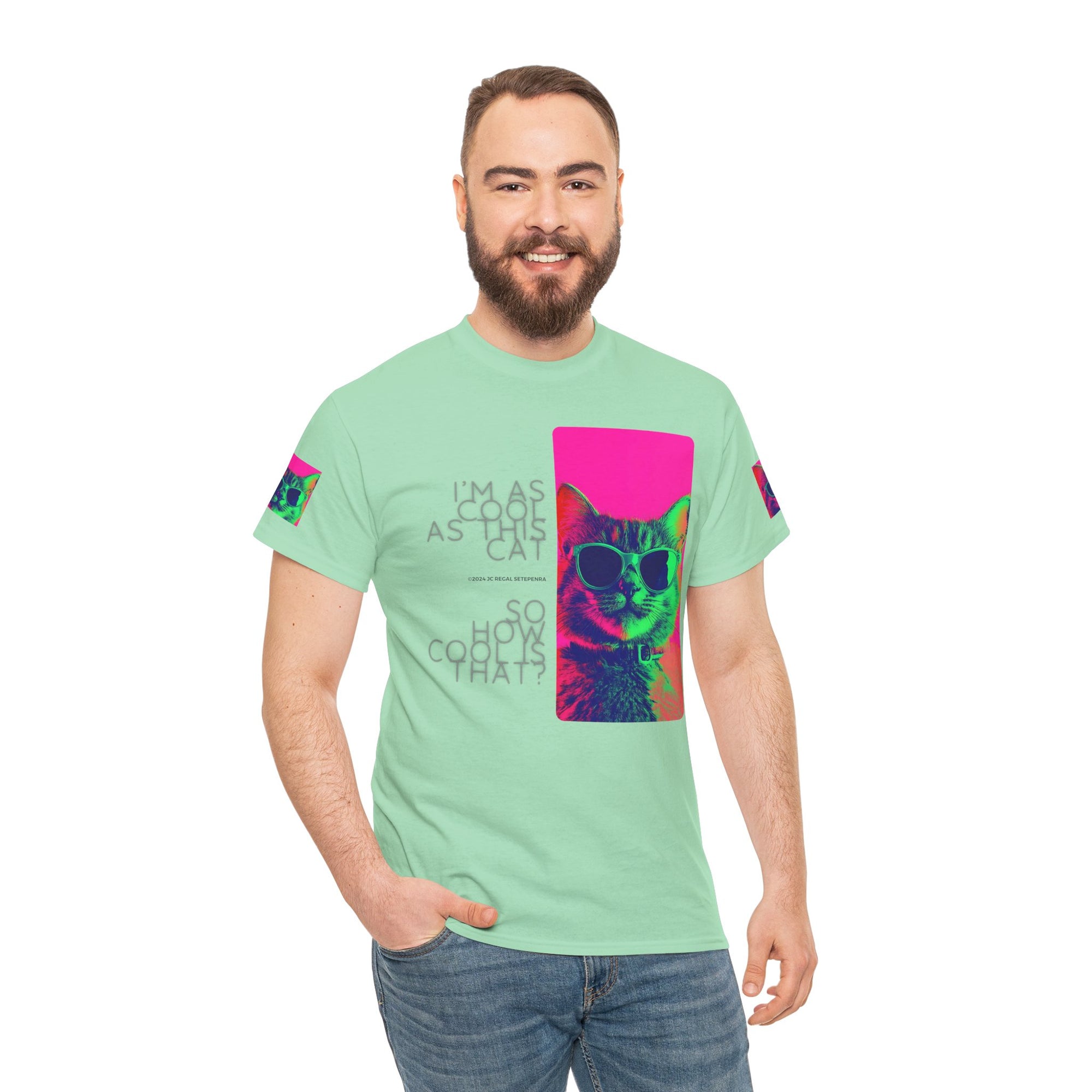 Cool Cat (Whiskers 1) Unisex Heavy Cotton Tee SETEPENRA T-Shirt.