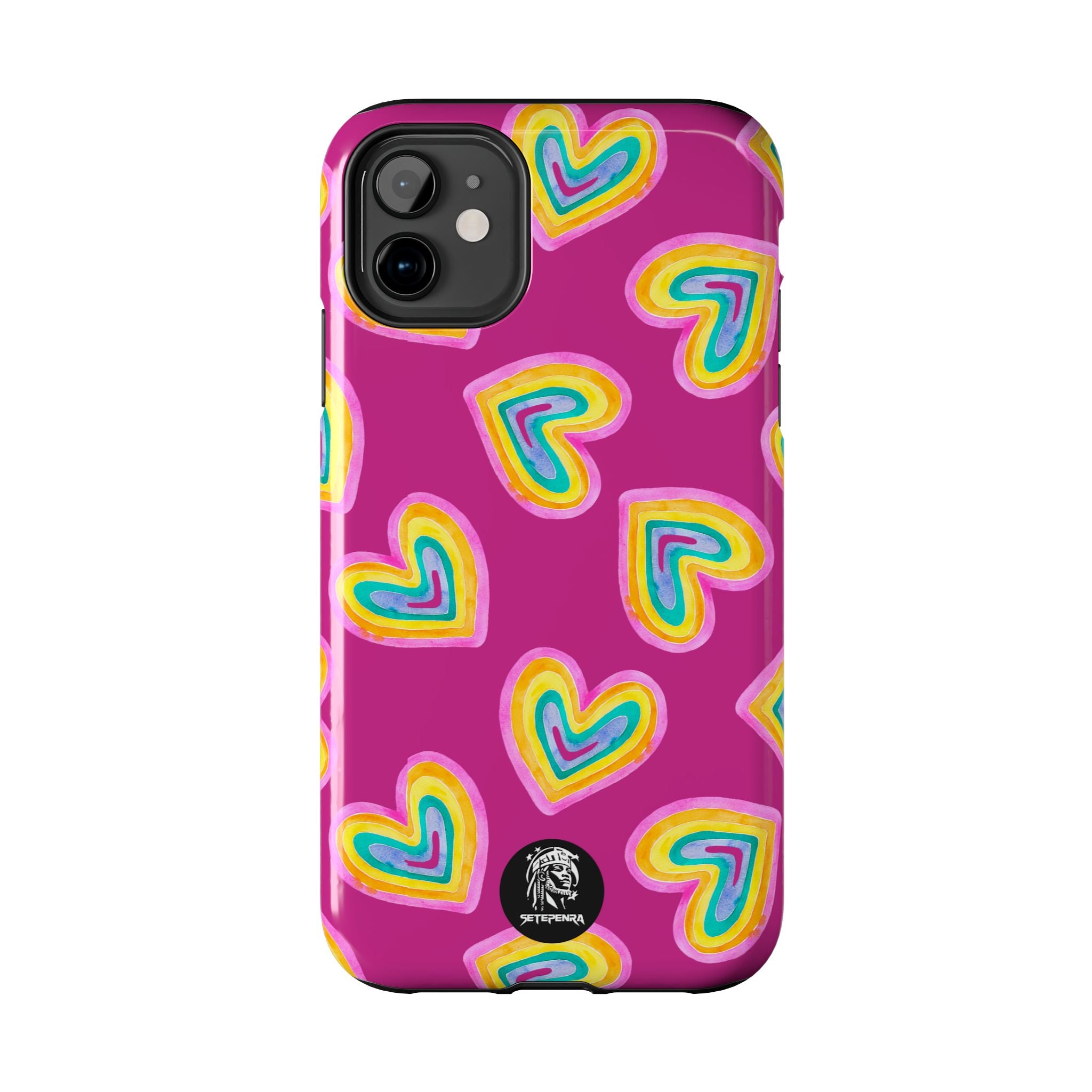 Rainbow Heart Tough Phone Case (For iPhone, Galaxy & More) - Pink