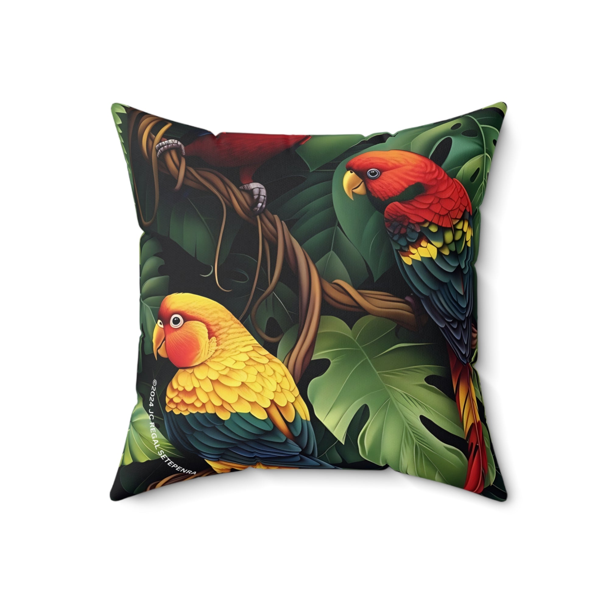 Tri-Parrot Spun Polyester Square Pillow SETEPENRA Home Decor.