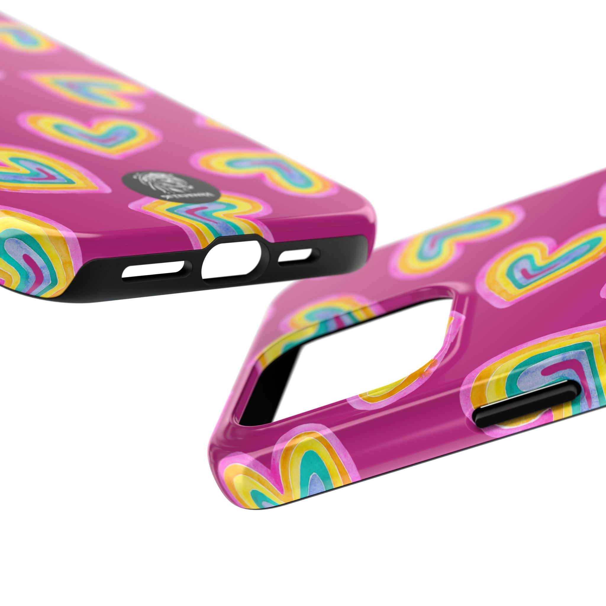 Rainbow Heart Tough Phone Case (For iPhone, Galaxy & More) - Pink