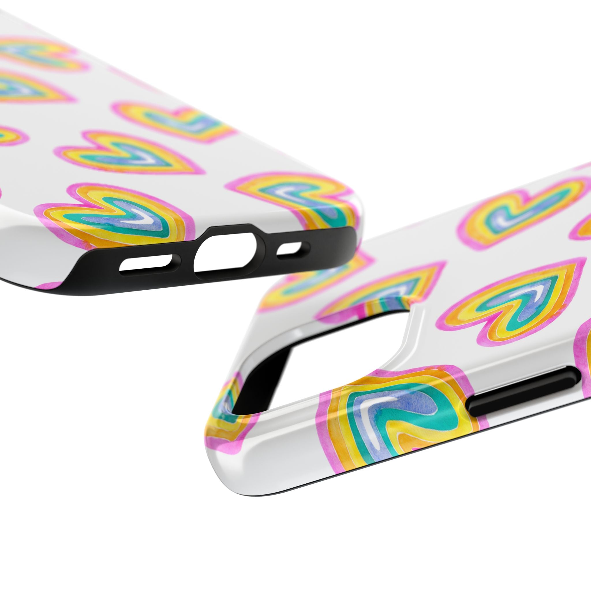 Rainbow Heart Tough Phone Case — Durable Cute Protective Phone Cover