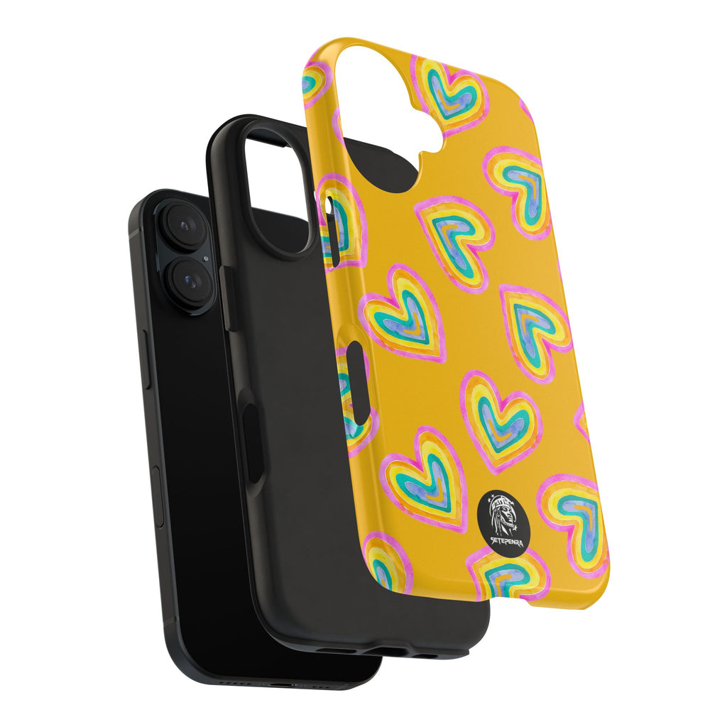 Rainbow Heart Tough Phone Case (For iPhone, Galaxy & More) - Yellow