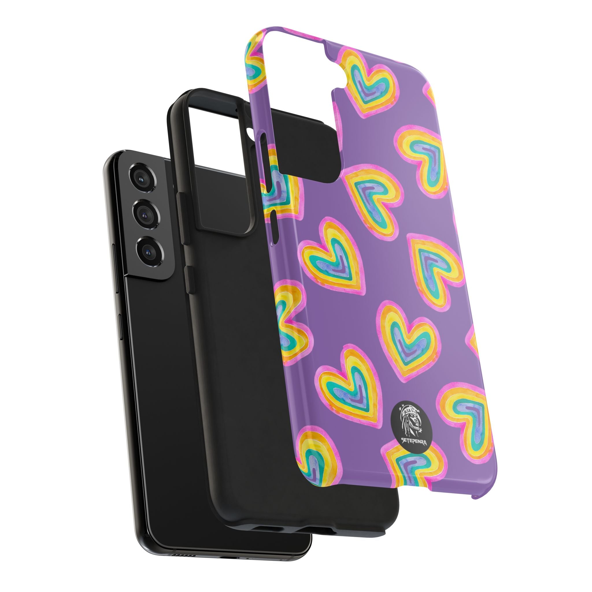 Rainbow Heart Tough Phone Case (For iPhone, Galaxy & More) - Light Purple