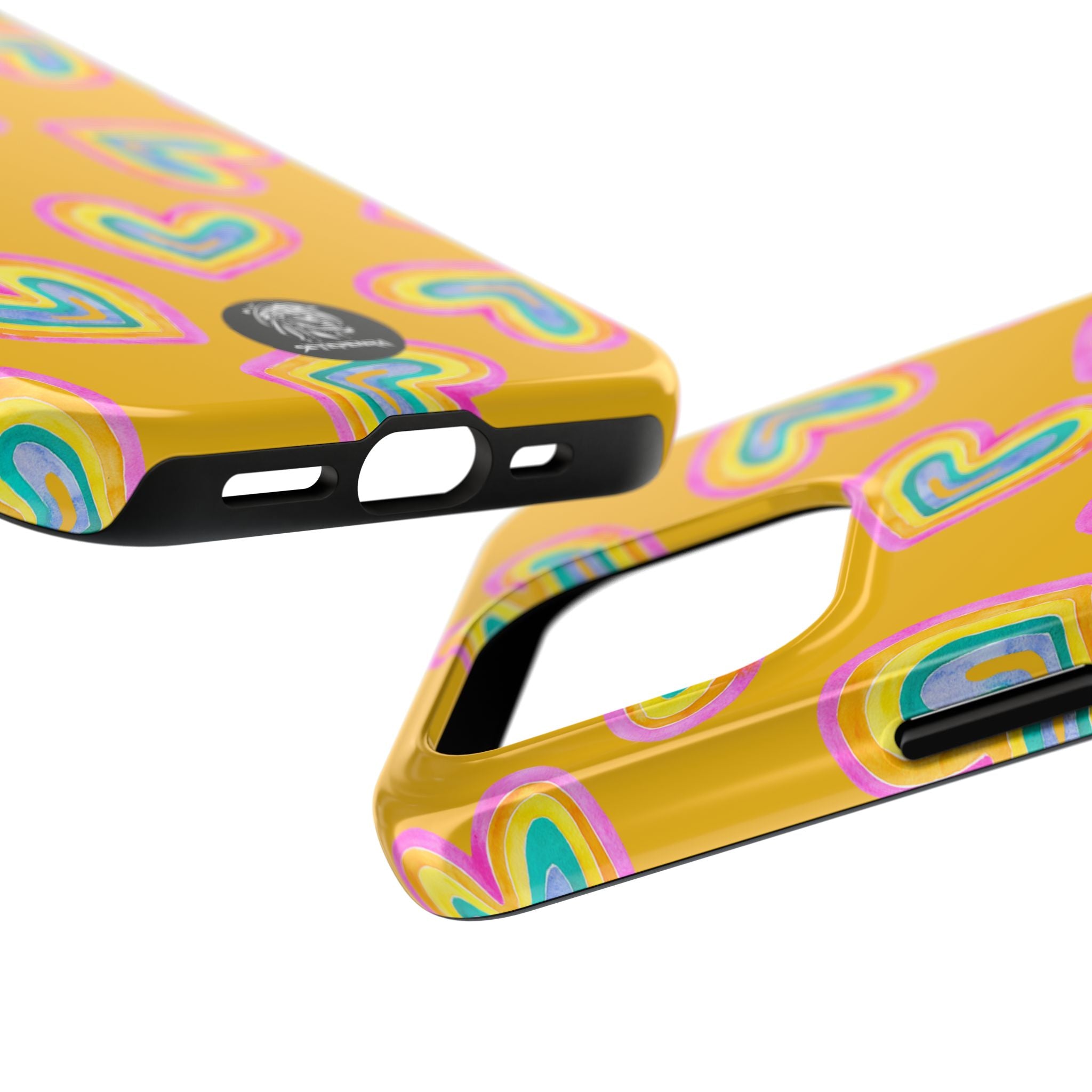 Rainbow Heart Tough Phone Case (For iPhone, Galaxy & More) - Yellow