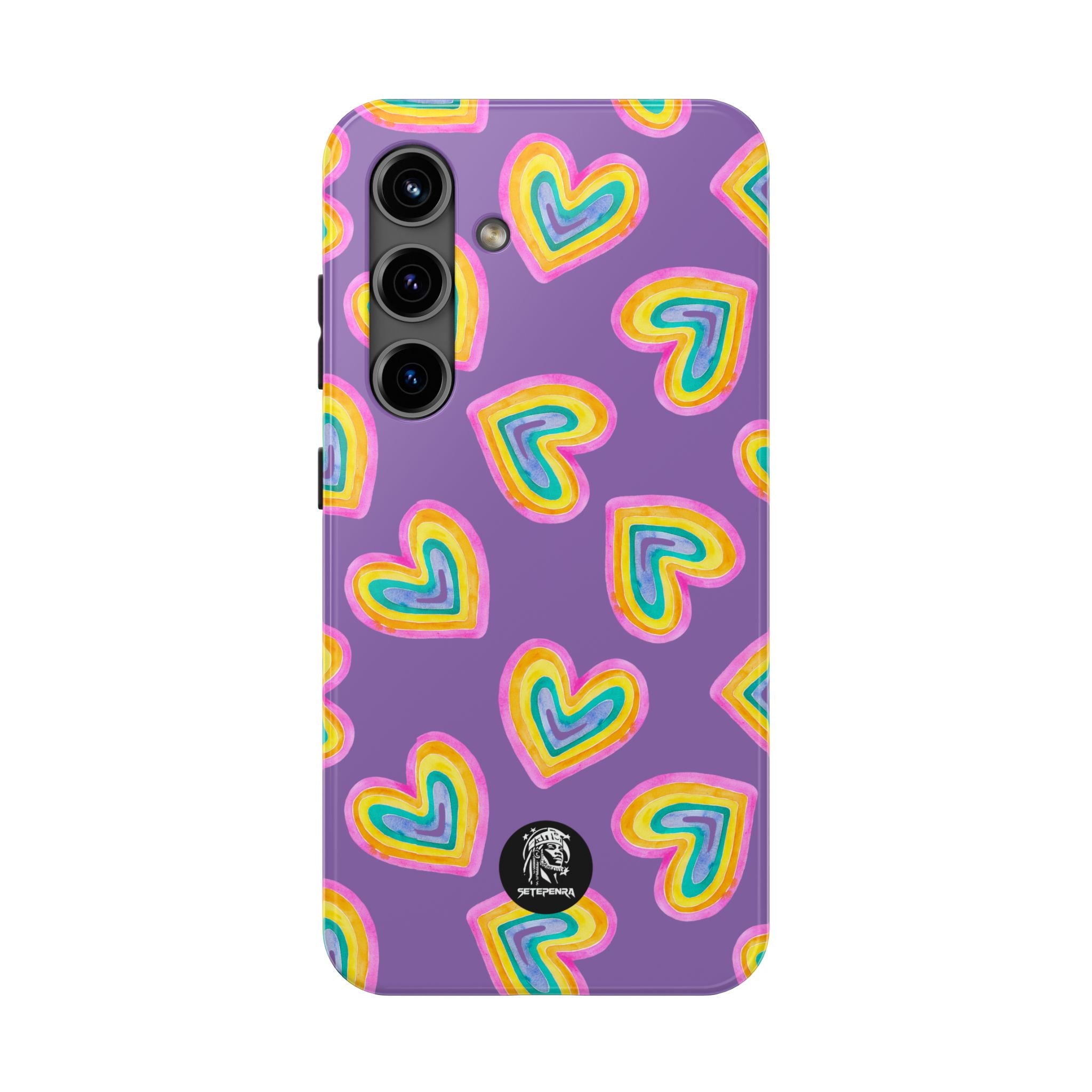 Rainbow Heart Tough Phone Case (For iPhone, Galaxy & More) - Light Purple