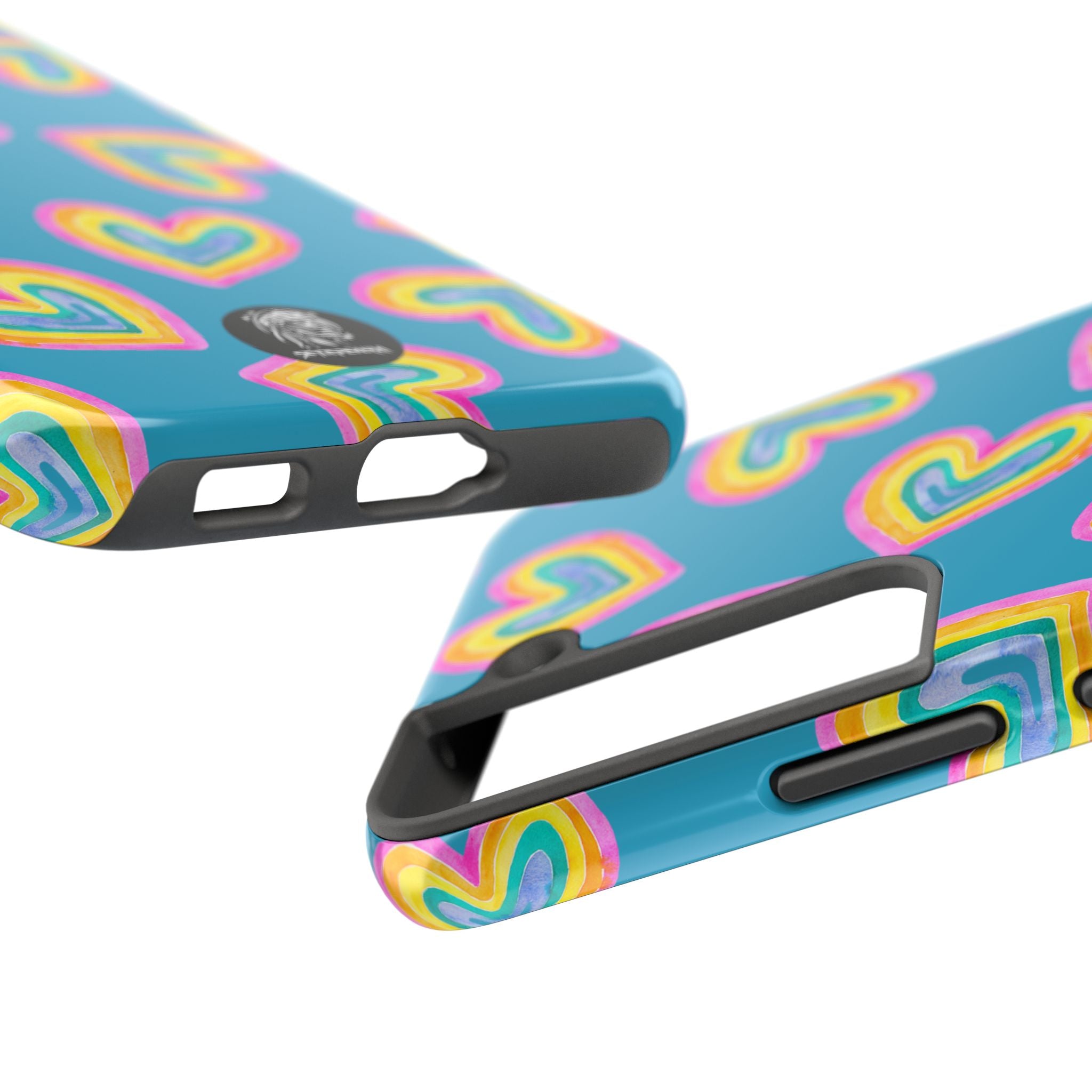 Rainbow Heart Tough Phone Case (For iPhone, Galaxy & More) - Turquoise