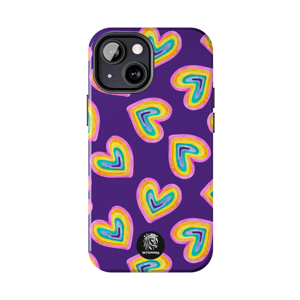Rainbow Heart Tough Phone Case (For iPhone, Galaxy & More) - Purple