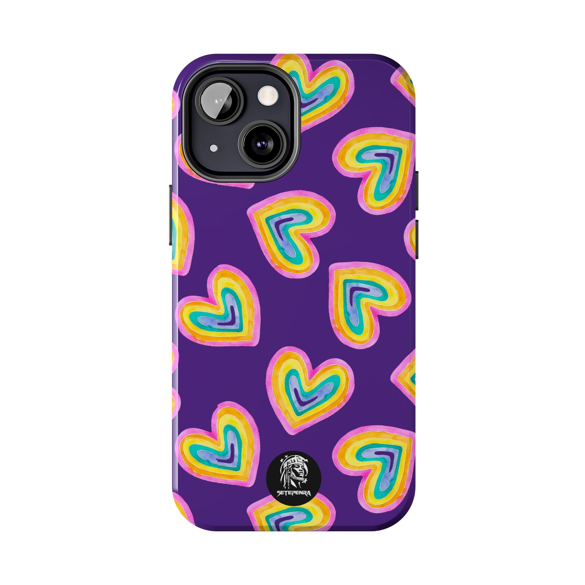 Rainbow Heart Tough Phone Case (For iPhone, Galaxy & More) - Purple