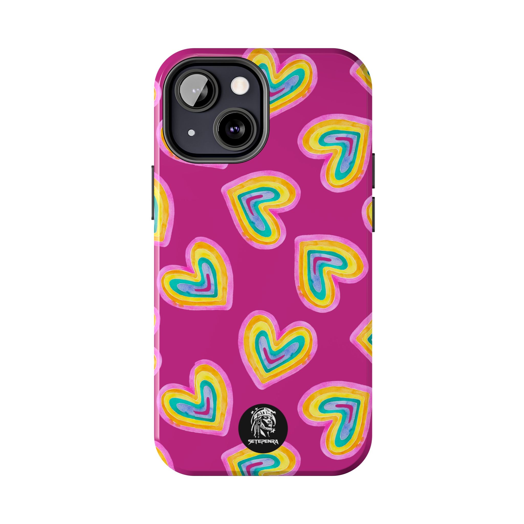 Rainbow Heart Tough Phone Case (For iPhone, Galaxy & More) - Pink