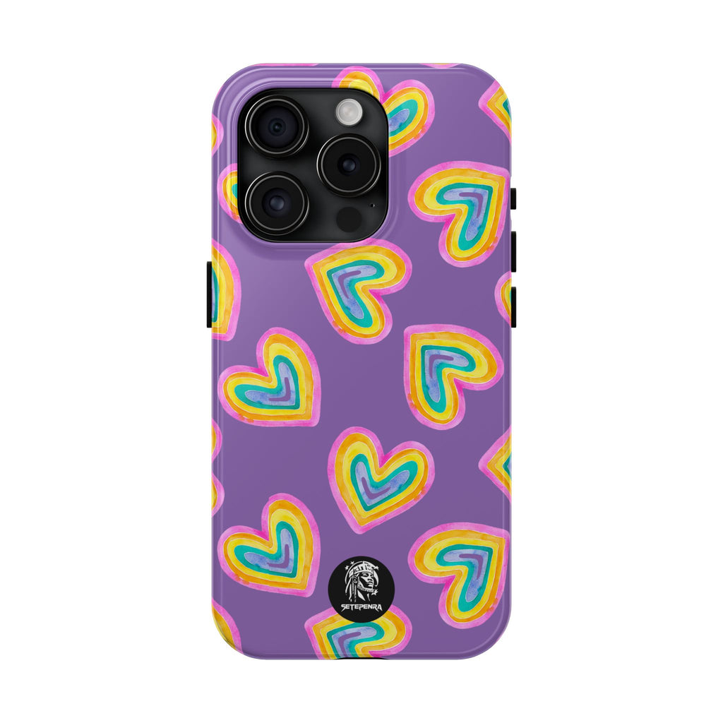 Rainbow Heart Tough Phone Case (For iPhone, Galaxy & More) - Light Purple