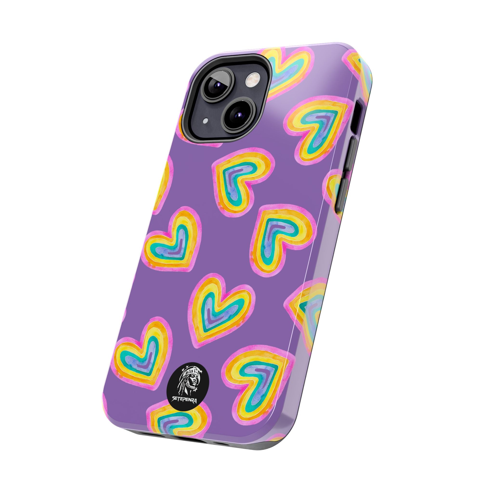 Rainbow Heart Tough Phone Case (For iPhone, Galaxy & More) - Light Purple