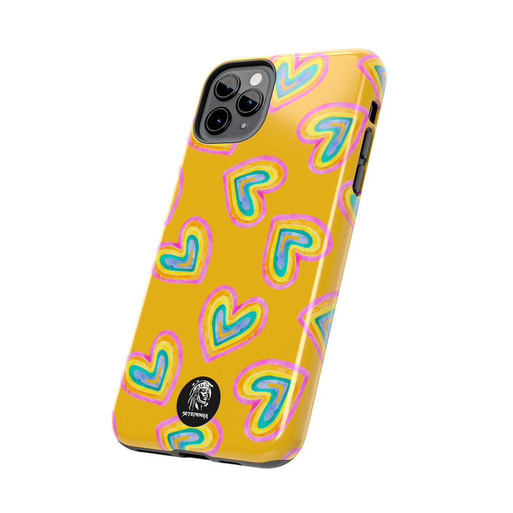 Rainbow Heart Tough Phone Case (For iPhone, Galaxy & More) - Yellow