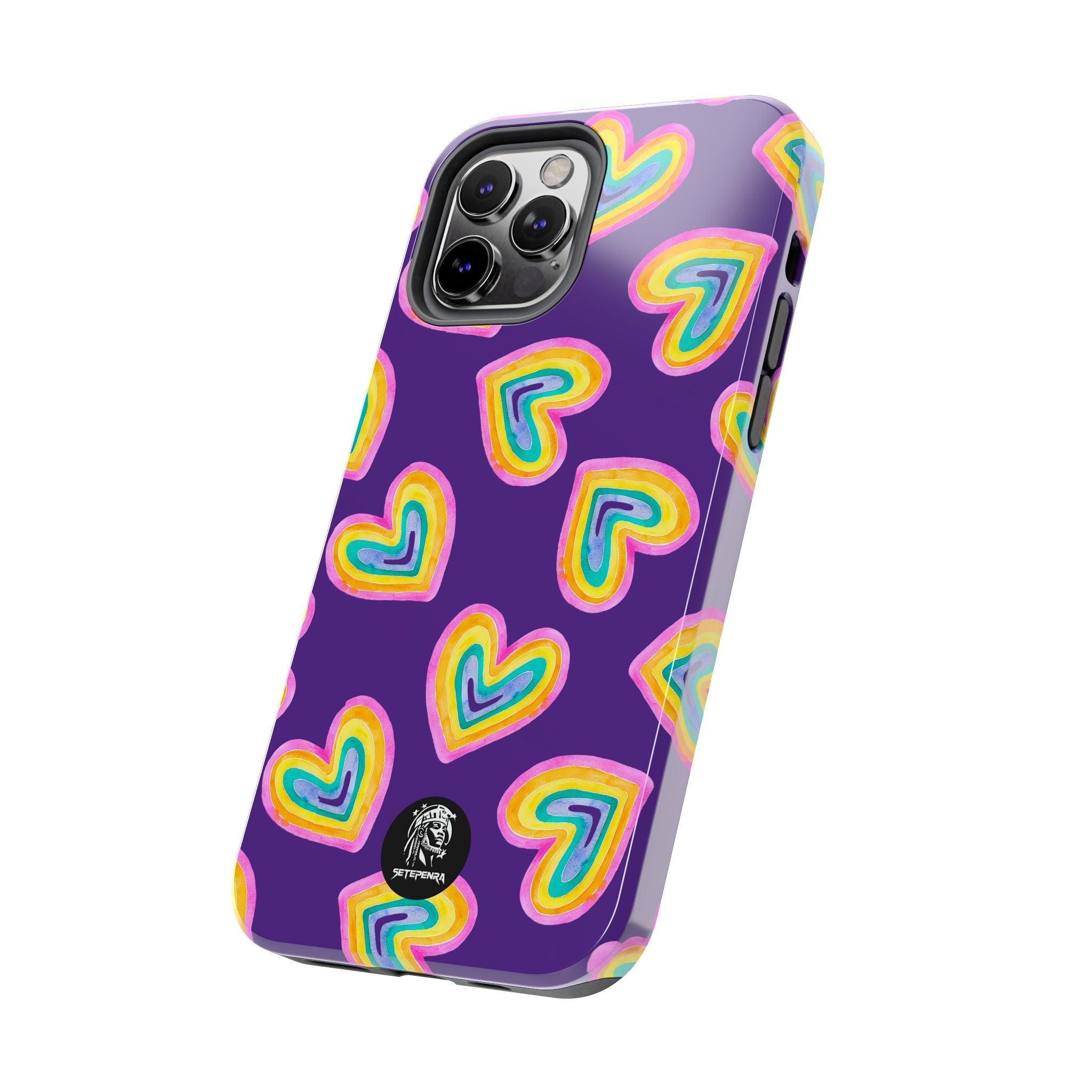 Rainbow Heart Tough Phone Case (For iPhone, Galaxy & More) - Purple