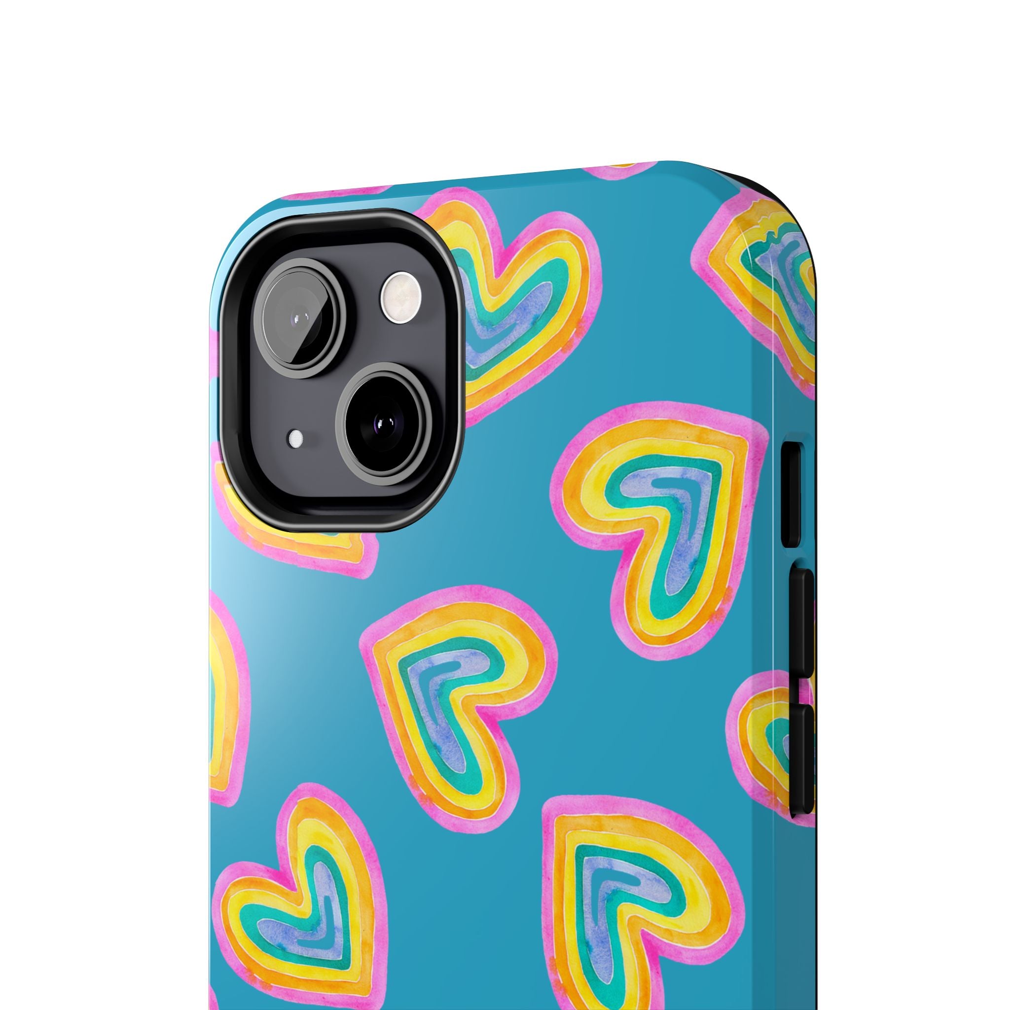 Rainbow Heart Tough Phone Case (For iPhone, Galaxy & More) - Turquoise