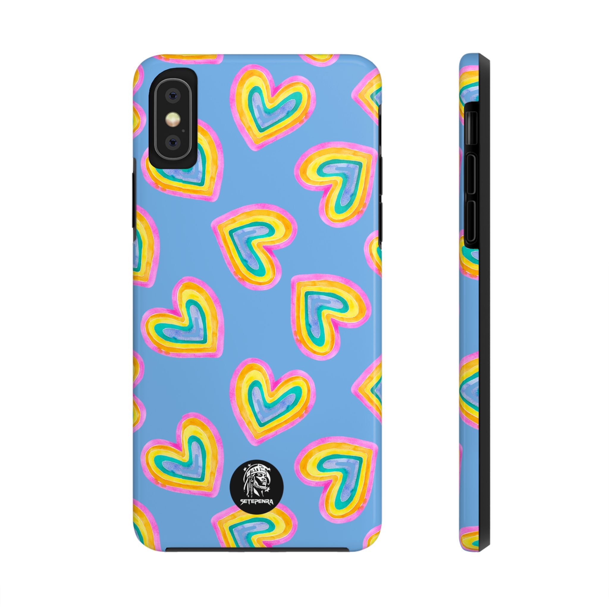 Rainbow Heart Tough Phone Case (For iPhone, Galaxy & More) - Light Blue SETEPENRA Phone Case.