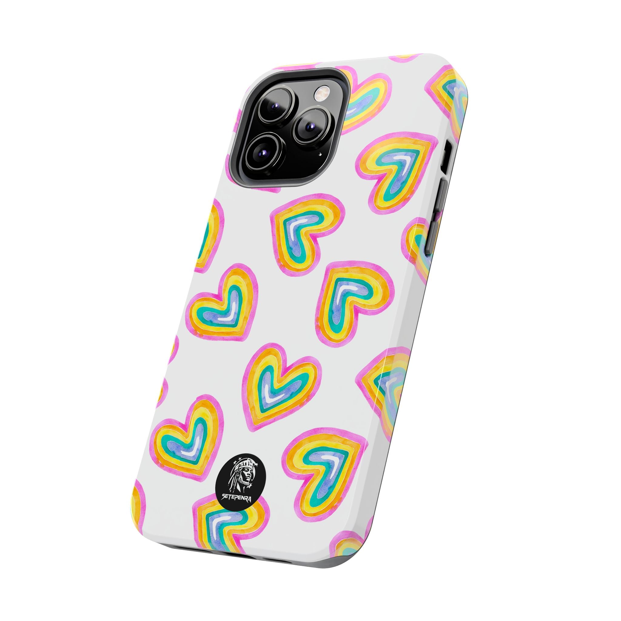 Rainbow Heart Tough Phone Case (For iPhone, Galaxy & More) - White