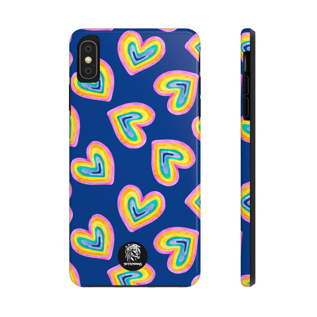 Rainbow Heart Tough Phone Case (For iPhone, Galaxy & More) - Dark Blue SETEPENRA Phone Case.