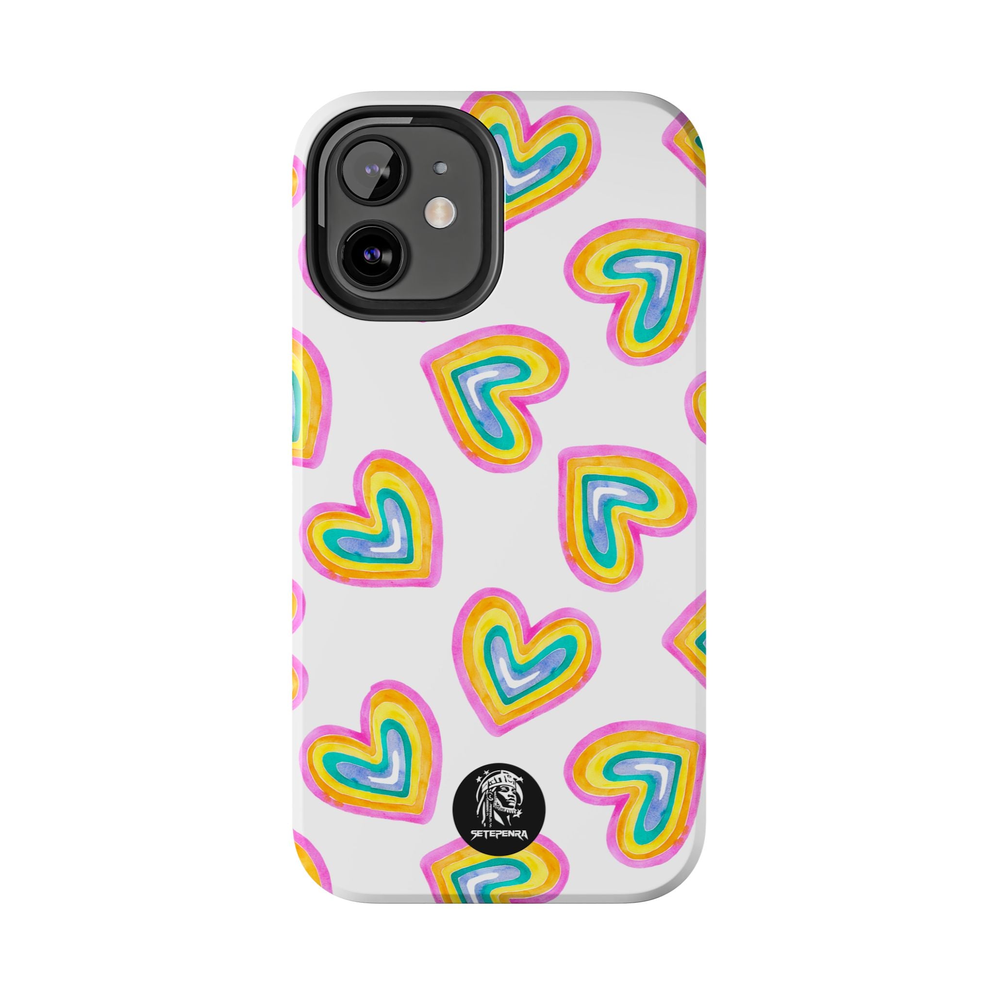 Rainbow Heart Tough Phone Case (For iPhone, Galaxy & More) - White