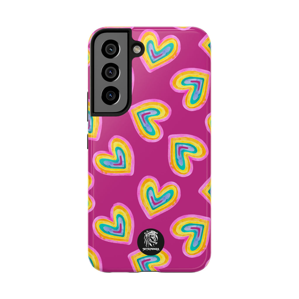 Rainbow Heart Tough Phone Case (For iPhone, Galaxy & More) - Pink