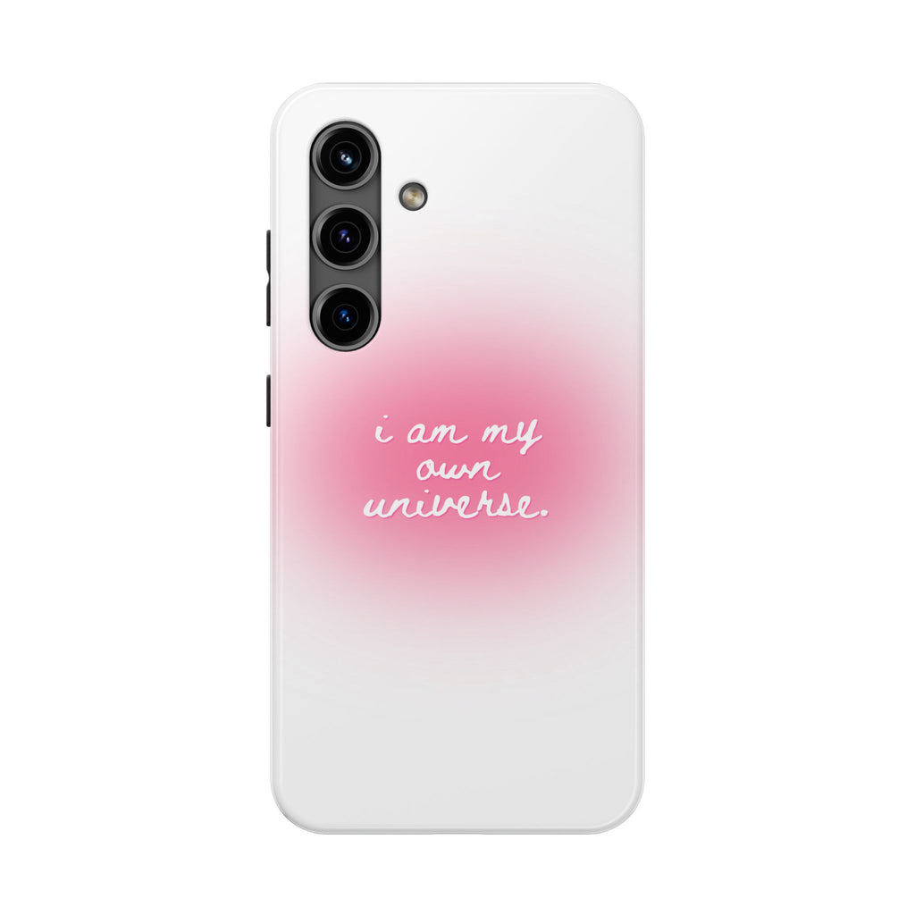 I Am My Own Universe — Pink On White Protective Cover Tough Phone Case
