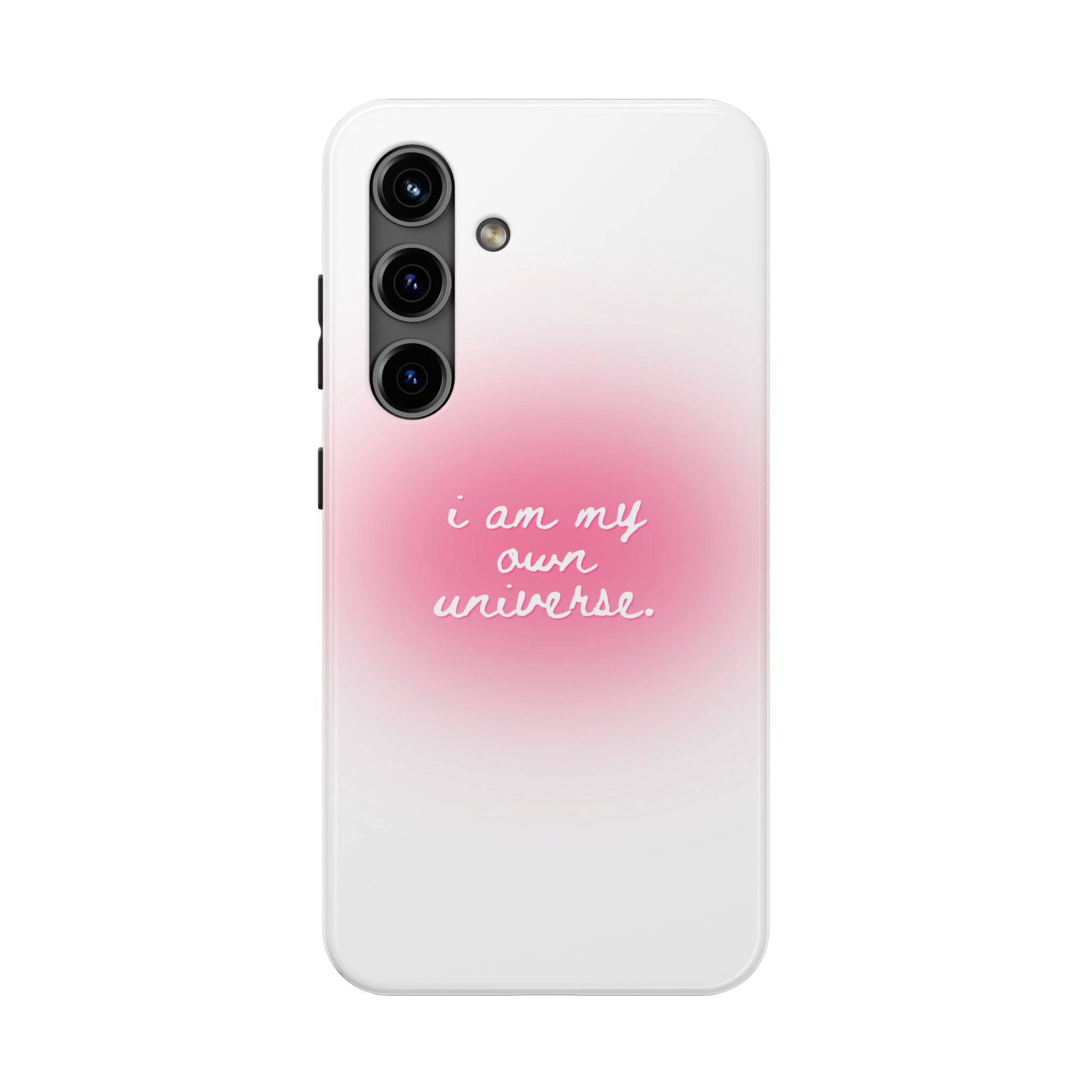I Am My Own Universe — Pink On White Protective Cover Tough Phone Case