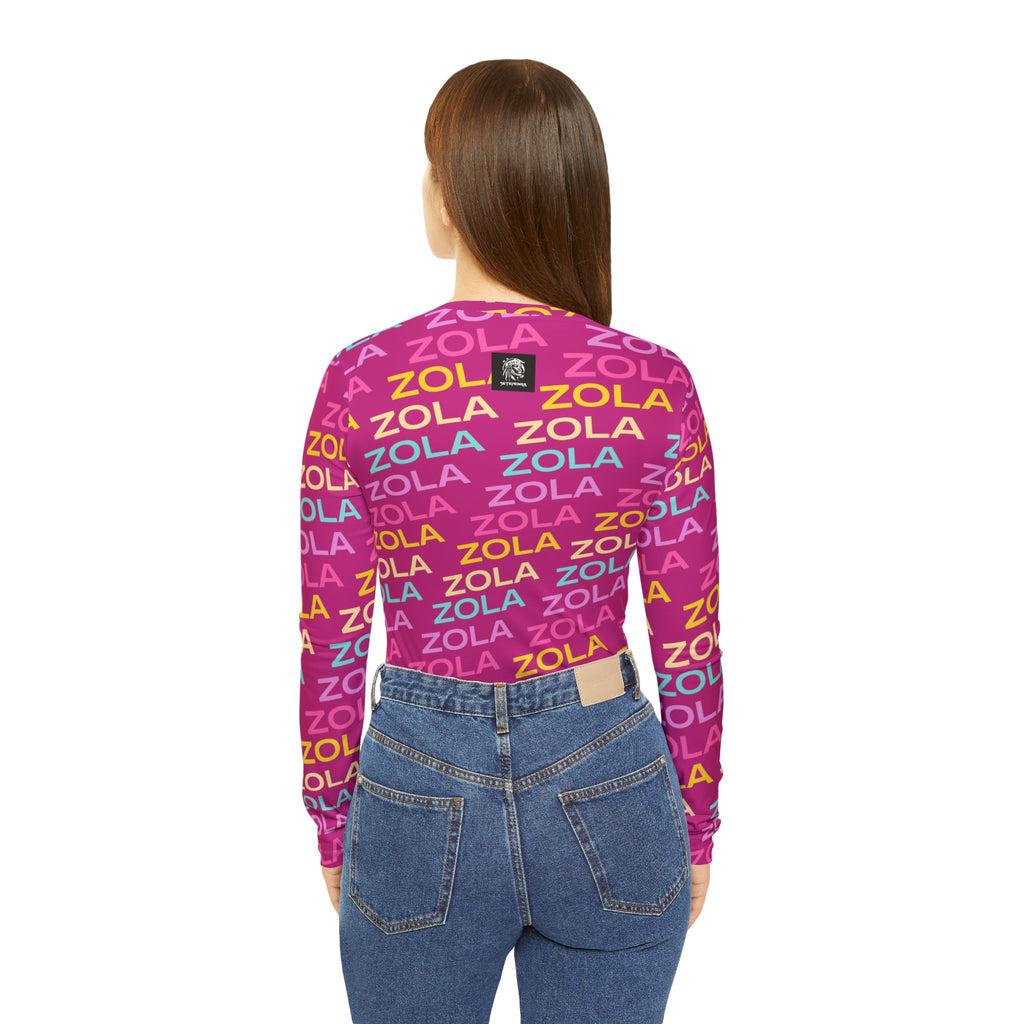 Zola Print Women's Long Sleeve V-Neck Shirt (Pink) SETEPENRA All Over Prints.