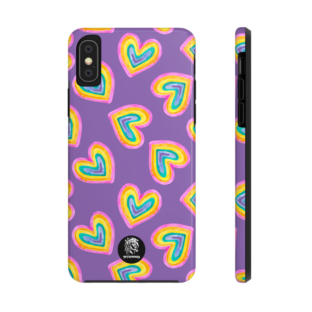 Rainbow Heart Tough Phone Case (For iPhone, Galaxy & More) - Light Purple SETEPENRA Phone Case.