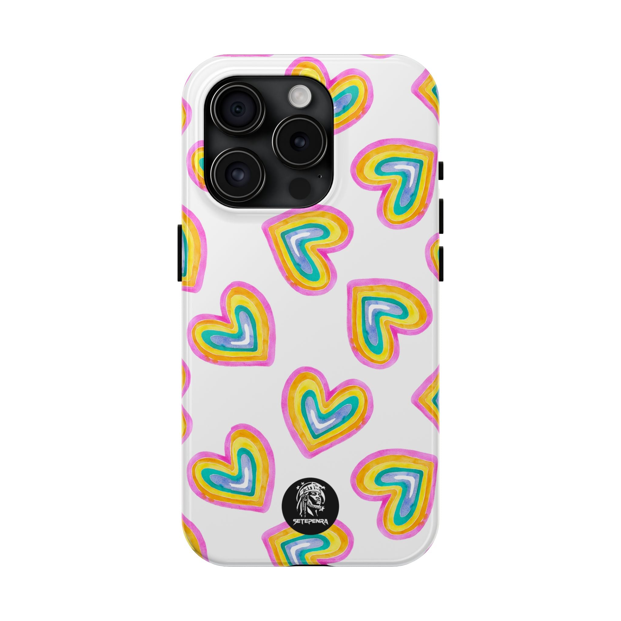 Rainbow Heart Tough Phone Case (For iPhone, Galaxy & More) - White