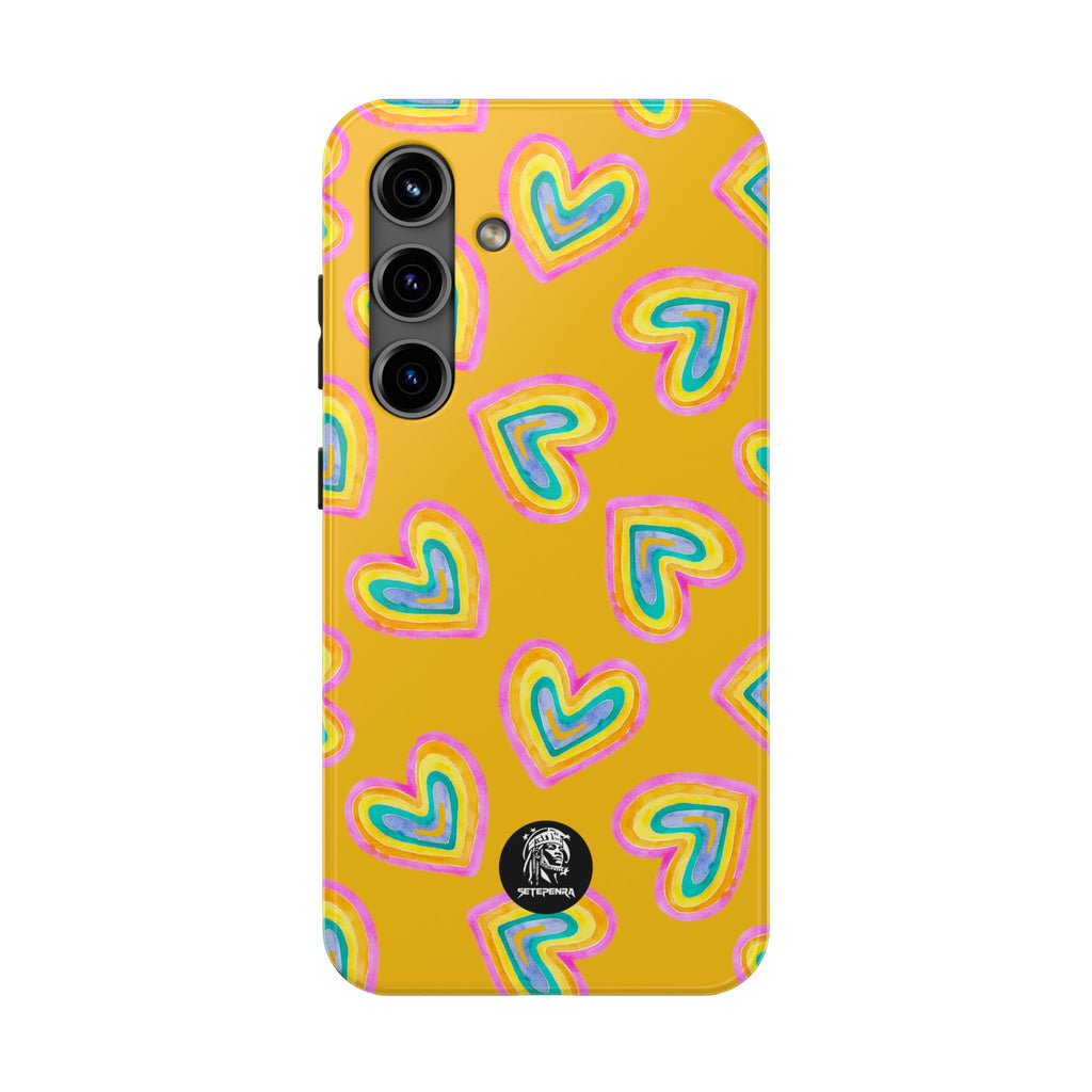 Rainbow Heart Tough Phone Case (For iPhone, Galaxy & More) - Yellow