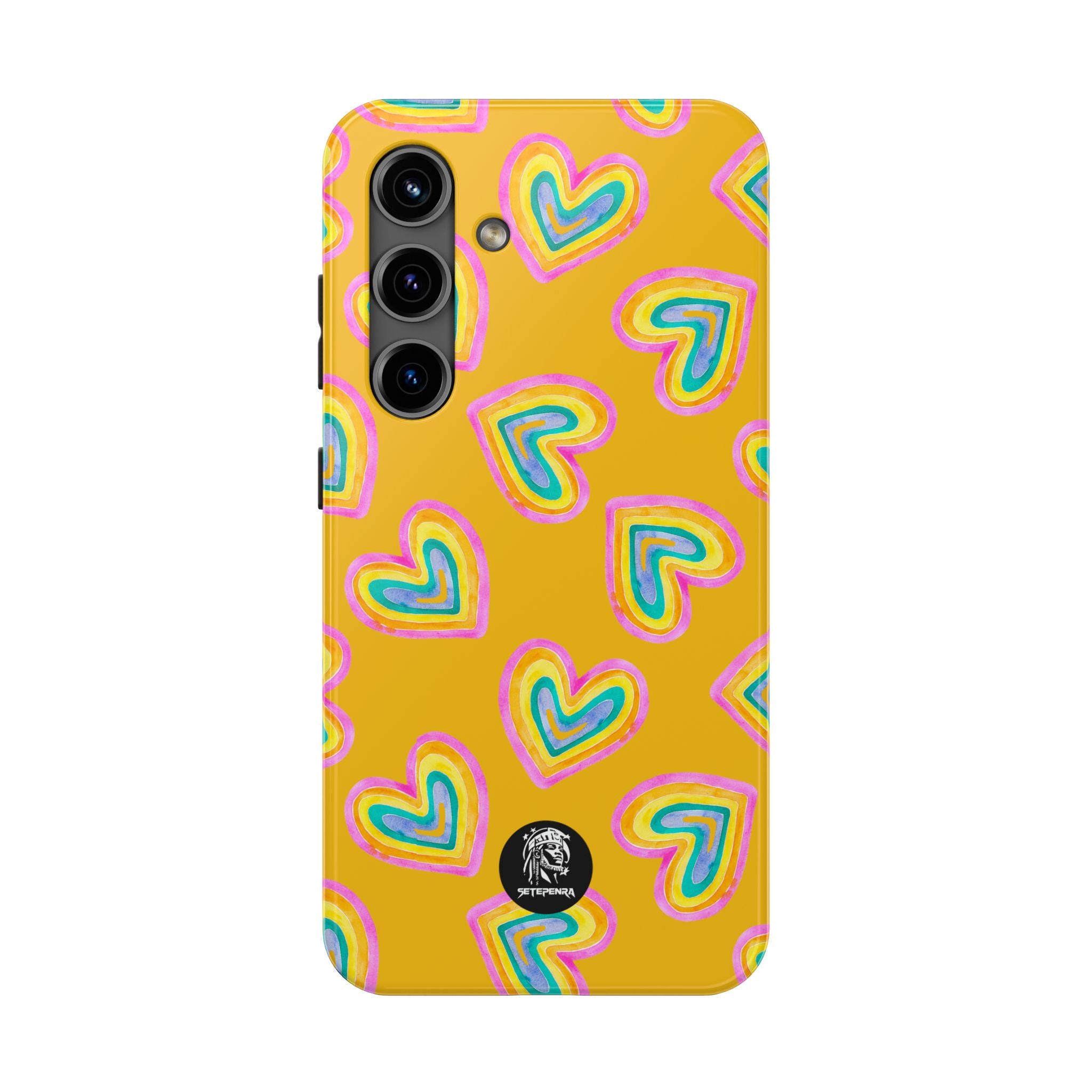 Rainbow Heart Tough Phone Case (For iPhone, Galaxy & More) - Yellow